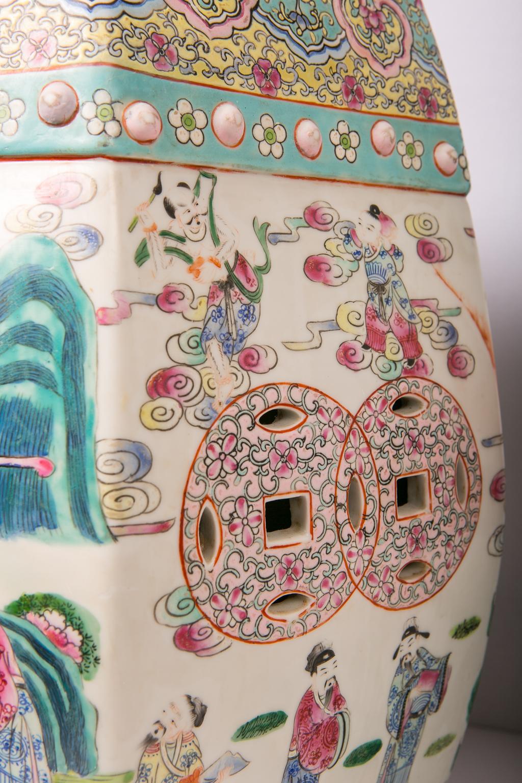 Antique Chinese Garden Seats Painted with Figures of Immortals 4