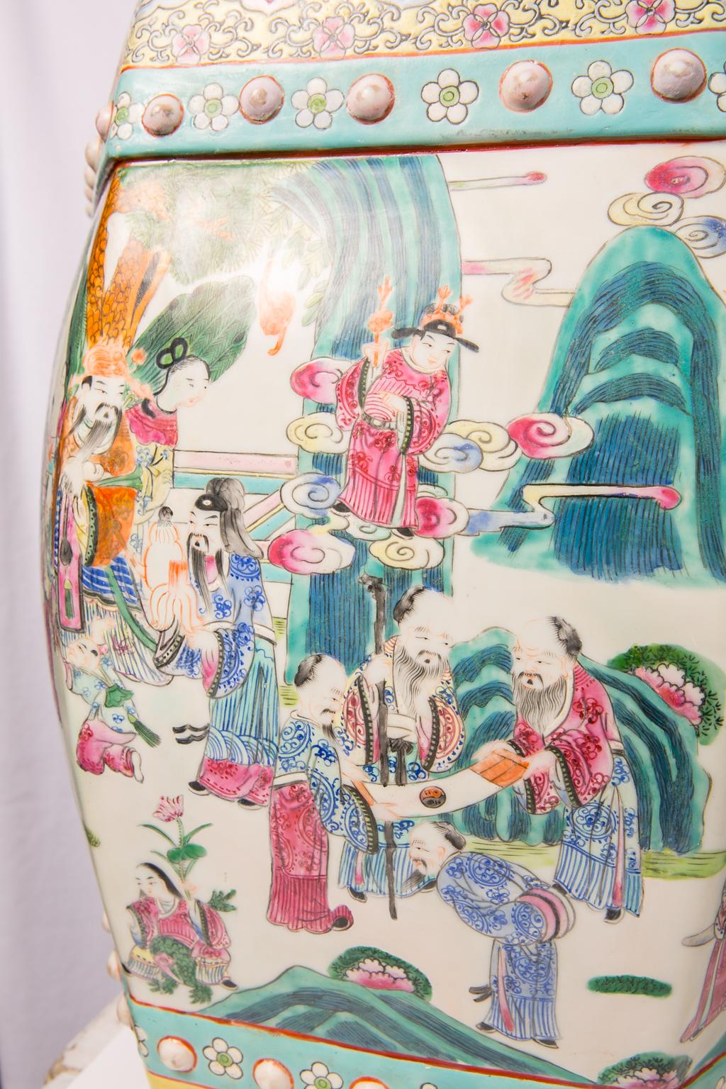 Antique Chinese Garden Seats Painted with Figures of Immortals 5