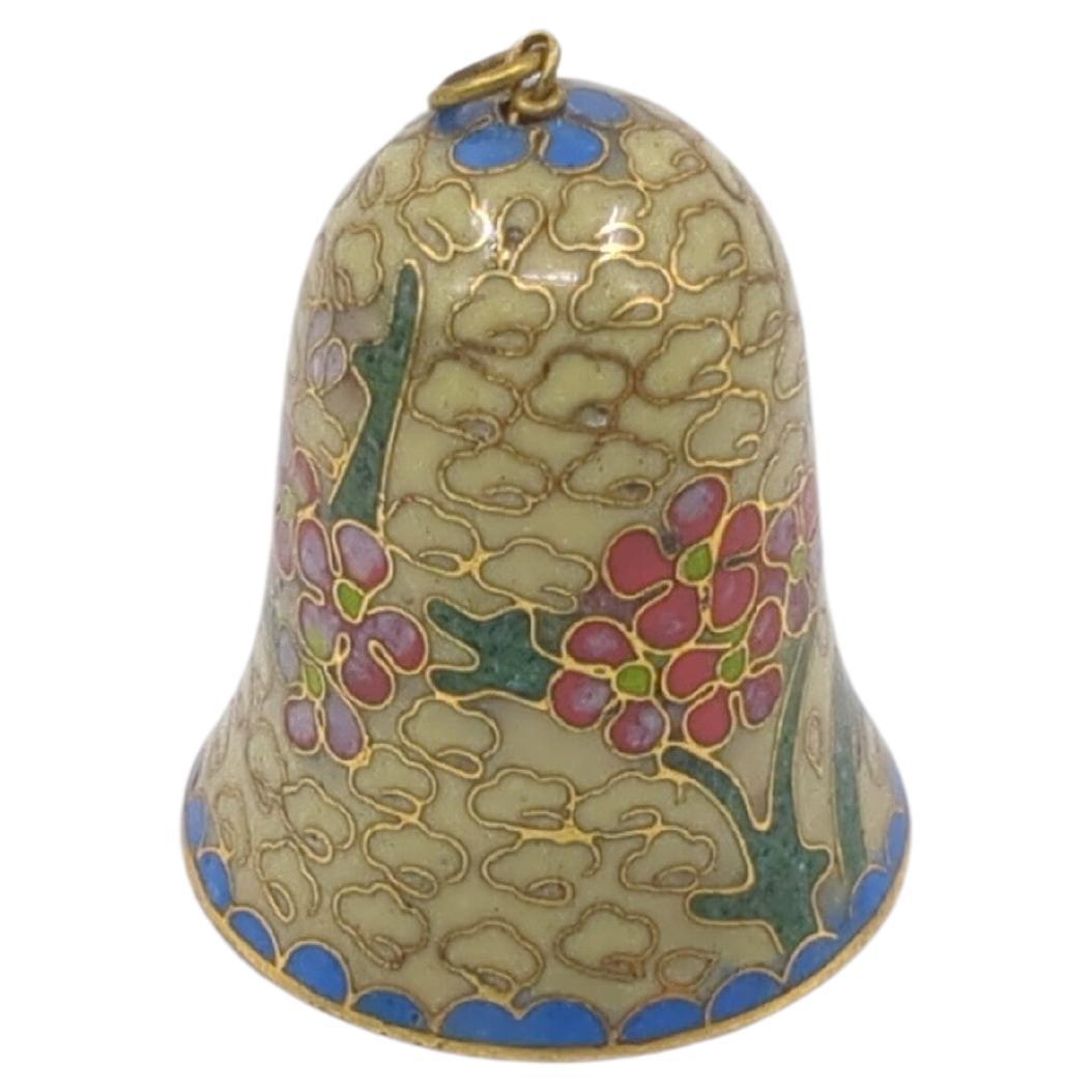Artisan Antique Chinese Gilt Cloisonne Bell Jade Striker 19/20c  For Sale