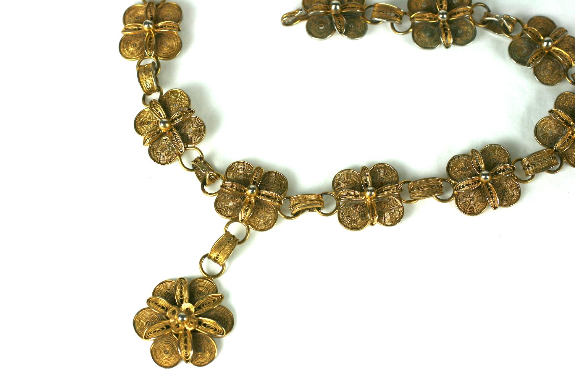 Antike chinesische vergoldete Filigran-Halskette   (Art déco) im Angebot