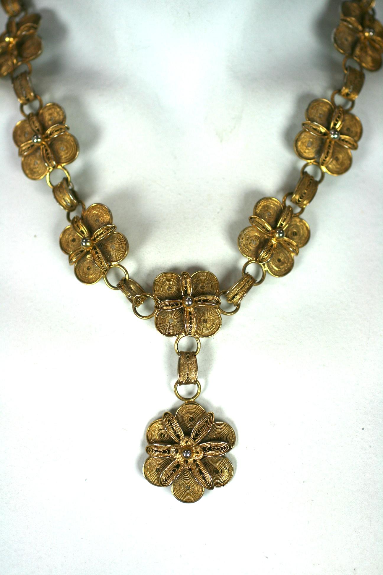 Antike chinesische vergoldete Filigran-Halskette   Damen im Angebot
