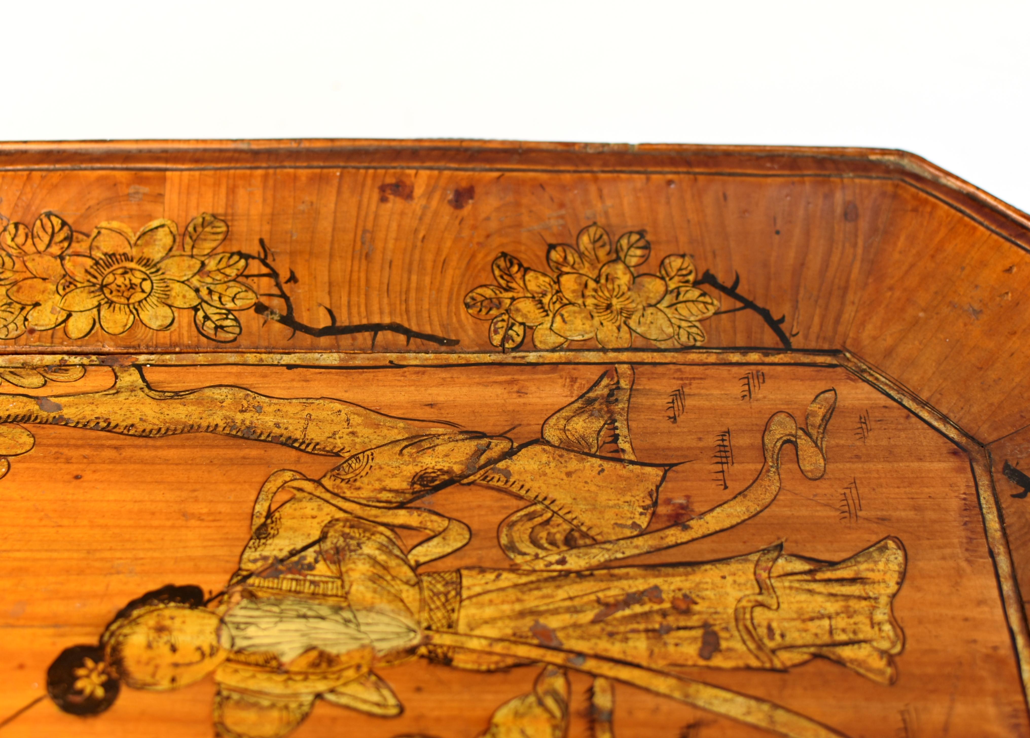 Antike chinesische vergoldet gemalt Obst Tablett Korb w Maker's Mark im Angebot 2
