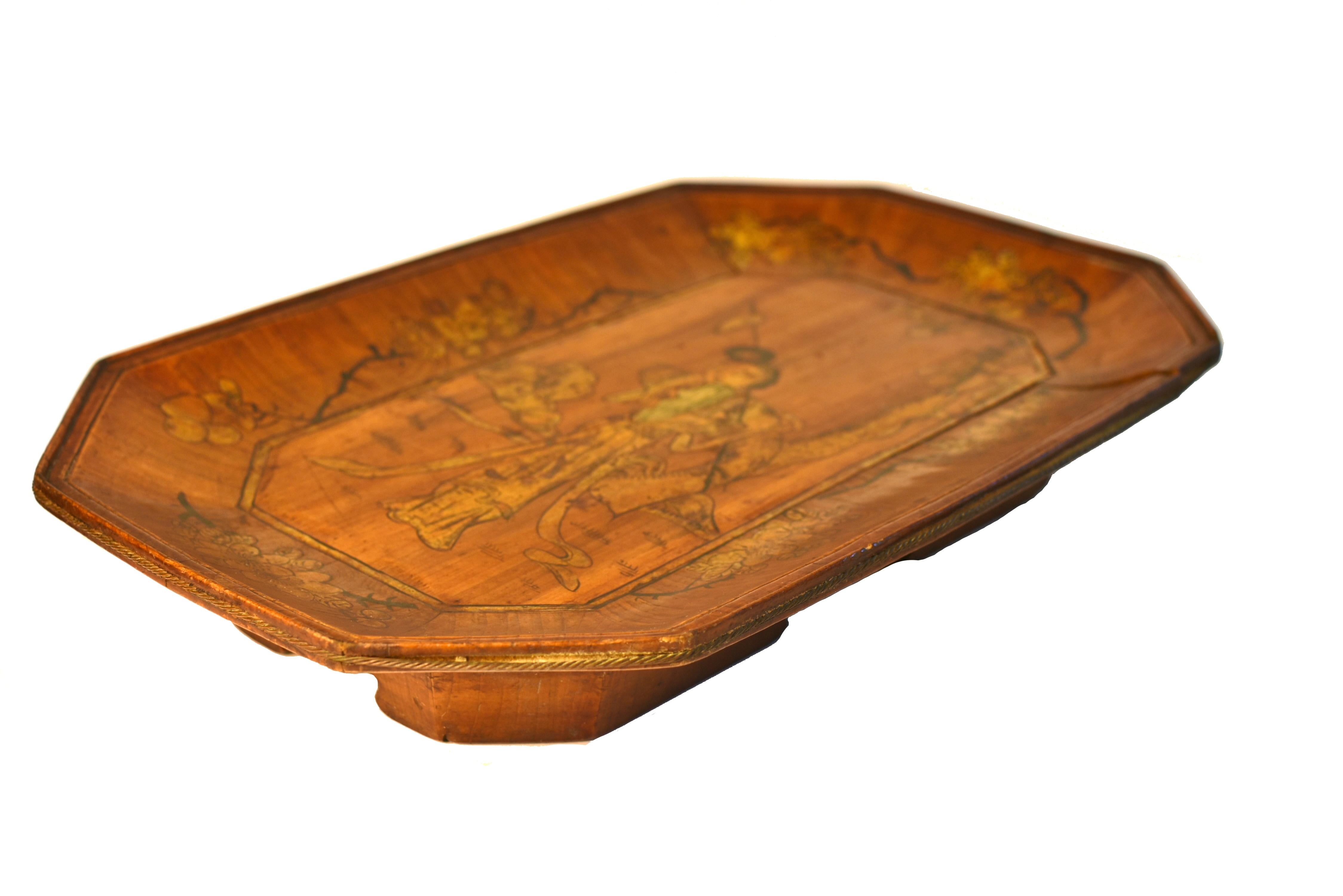 Antike chinesische vergoldet gemalt Obst Tablett Korb w Maker's Mark (Qing-Dynastie) im Angebot