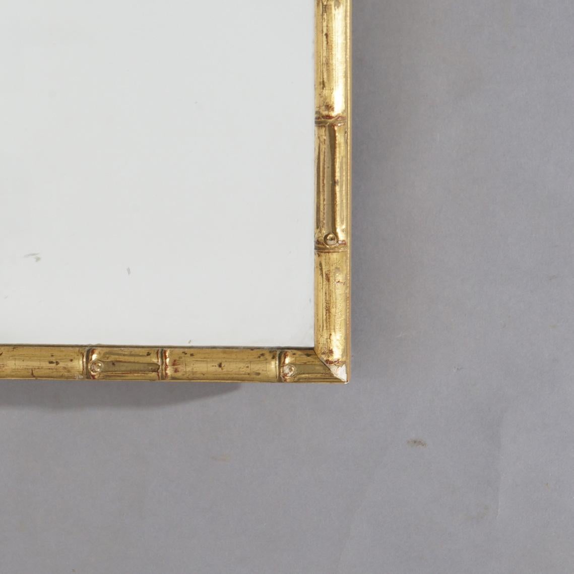 Antique Chinese Giltwood Faux Bamboo Framed Wall Mirror with Village Scene C1920 For Sale 1