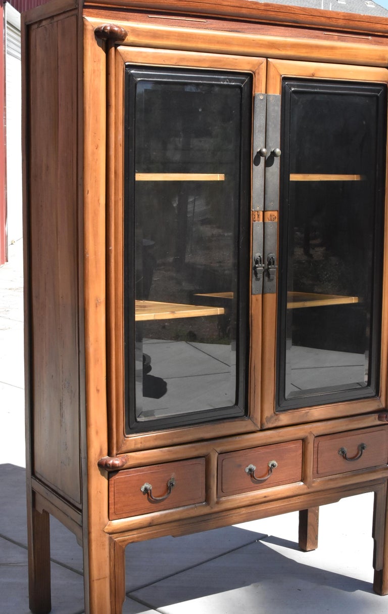 Antique Chinese Glass Curio Cabinet Ming Style For Sale At 1stdibs