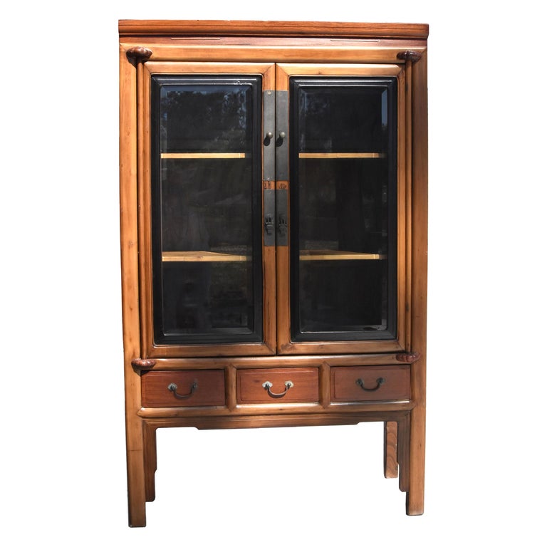 Antique Chinese Glass Curio Cabinet Ming Style For At 1stdibs Antique Chinese Glass Curio Cabinet, Short China Cabinet