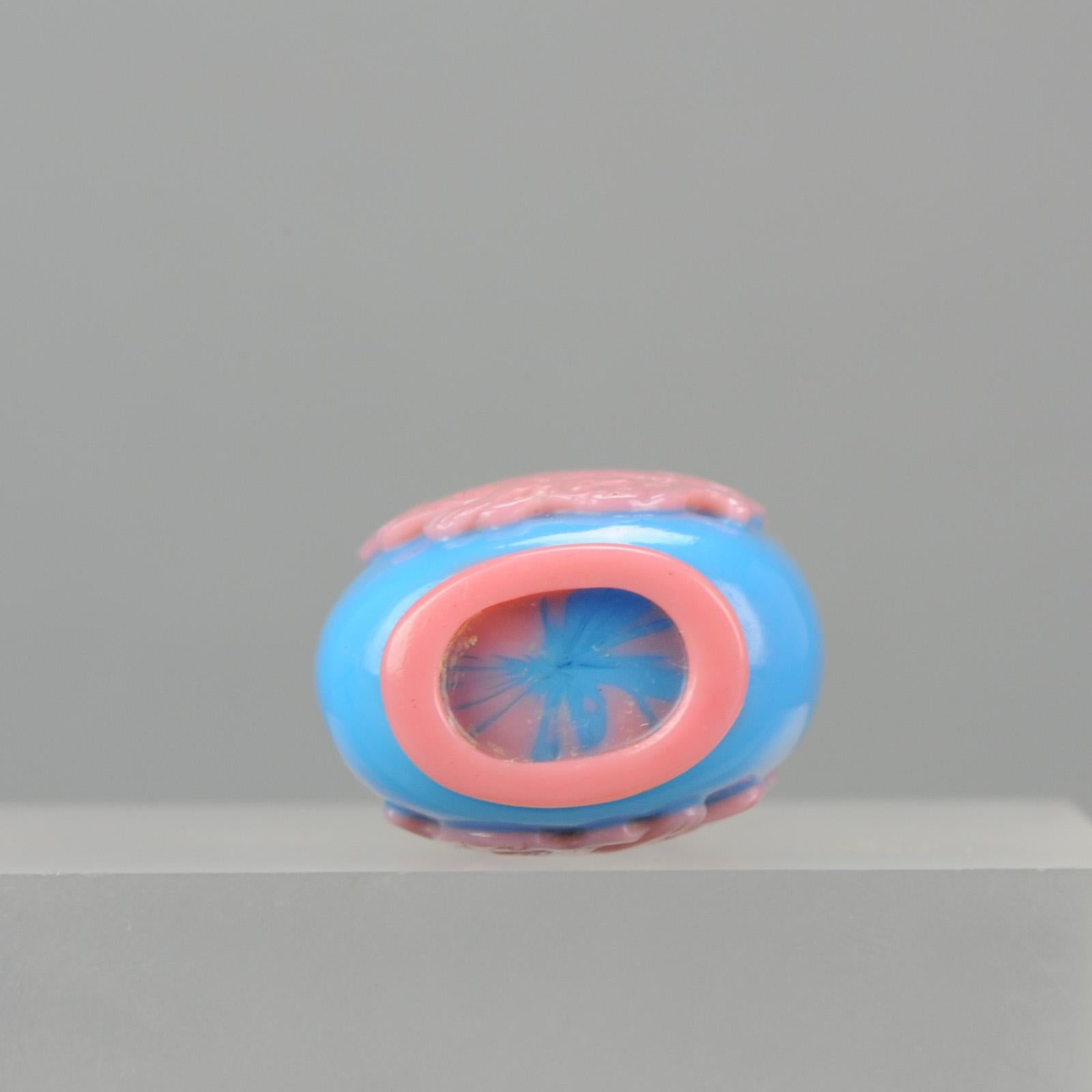 Chinese Glass Overlay Pink Blue Snuff Bottl Qing Dynasty 18th-19th Century 7