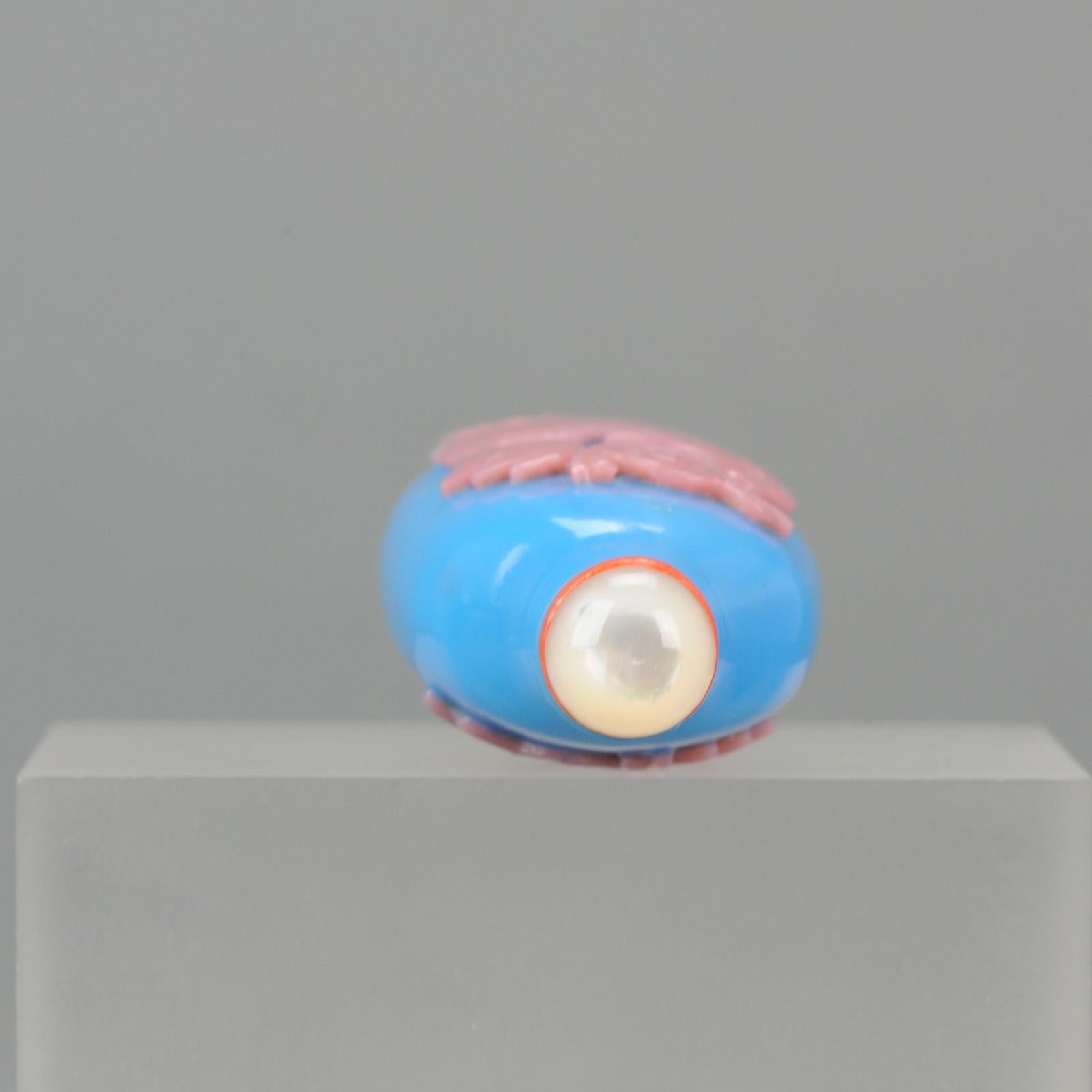 Chinese Glass Overlay Pink Blue Snuff Bottl Qing Dynasty 18th-19th Century 8