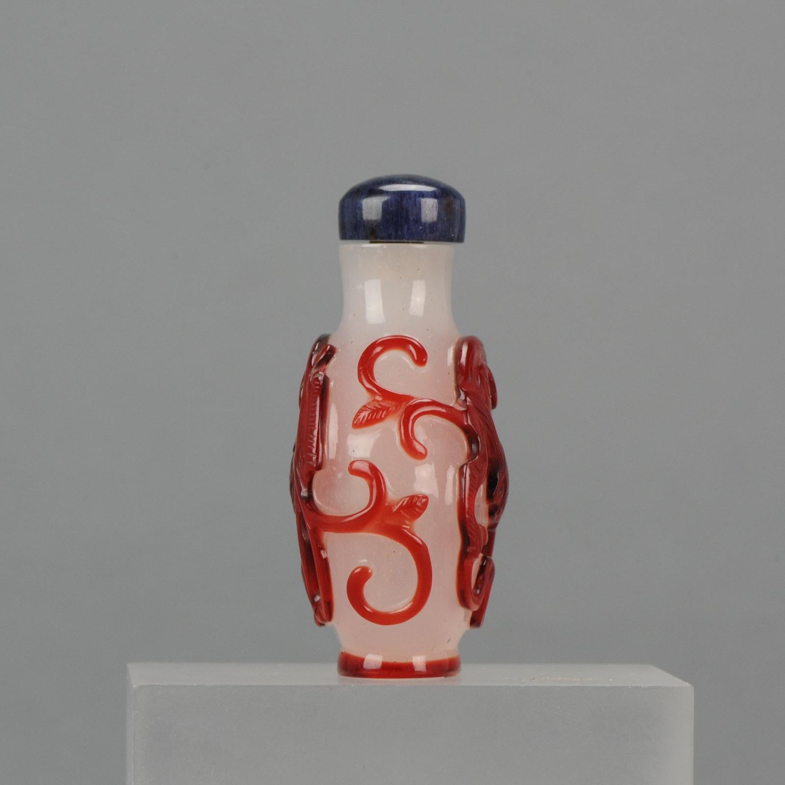 Antique Chinese Glass Overlay Red Snuff Bottle Qing Dynasty Palace Workshop 3