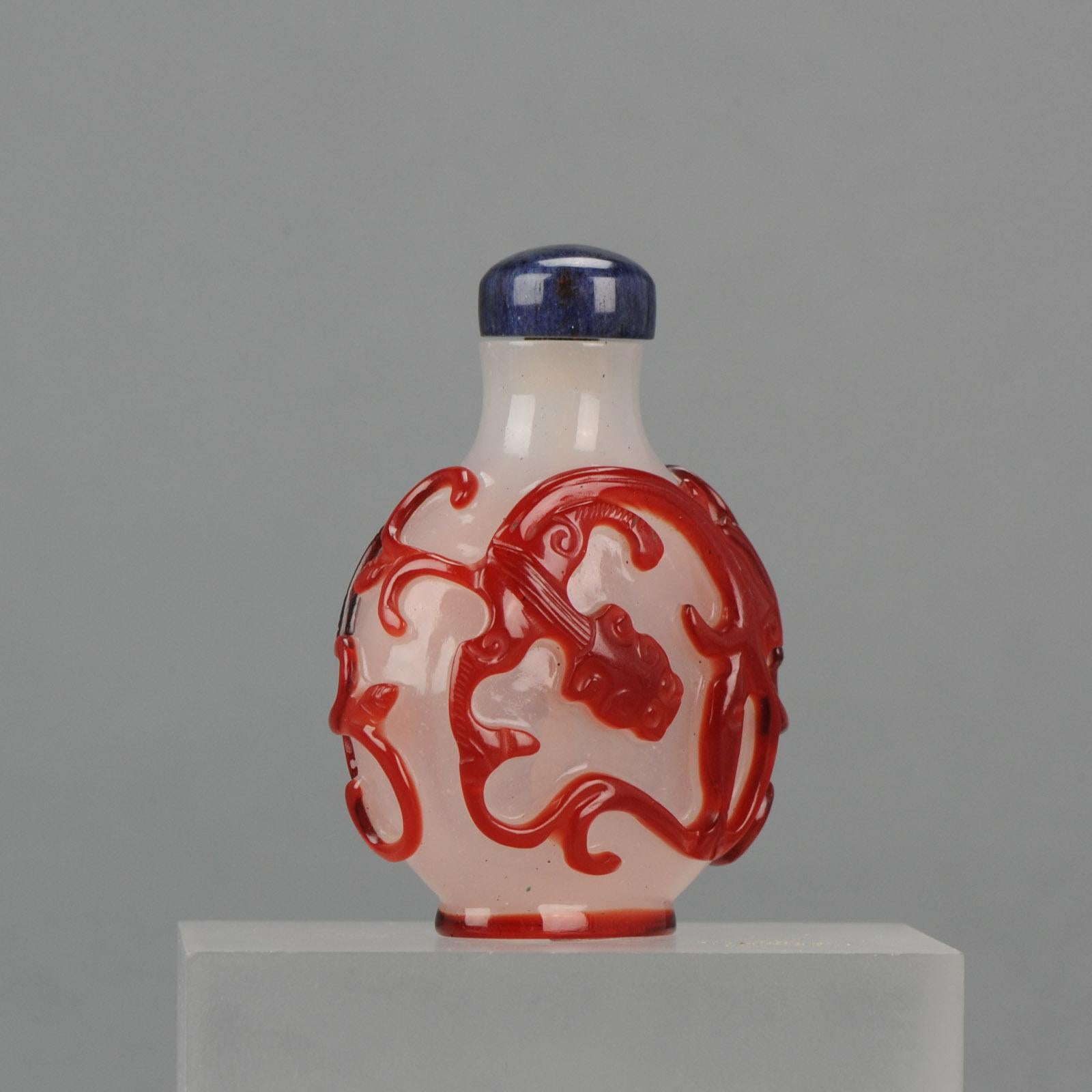 Antique Chinese Glass Overlay Red Snuff Bottle Qing Dynasty Palace Workshop 4