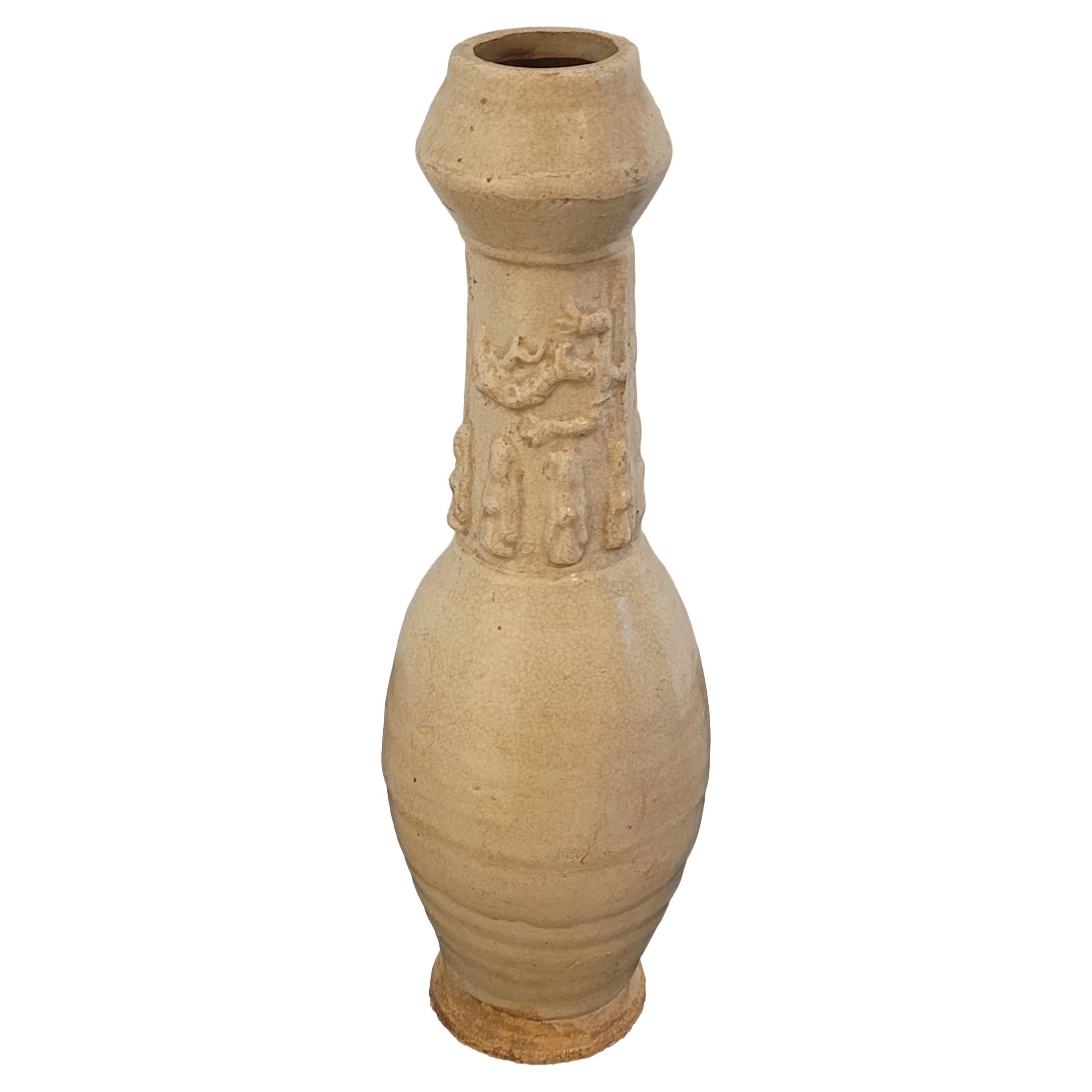 Antike chinesische glasierte Keramik Song Dynasty Stil Funerary Urn  im Angebot