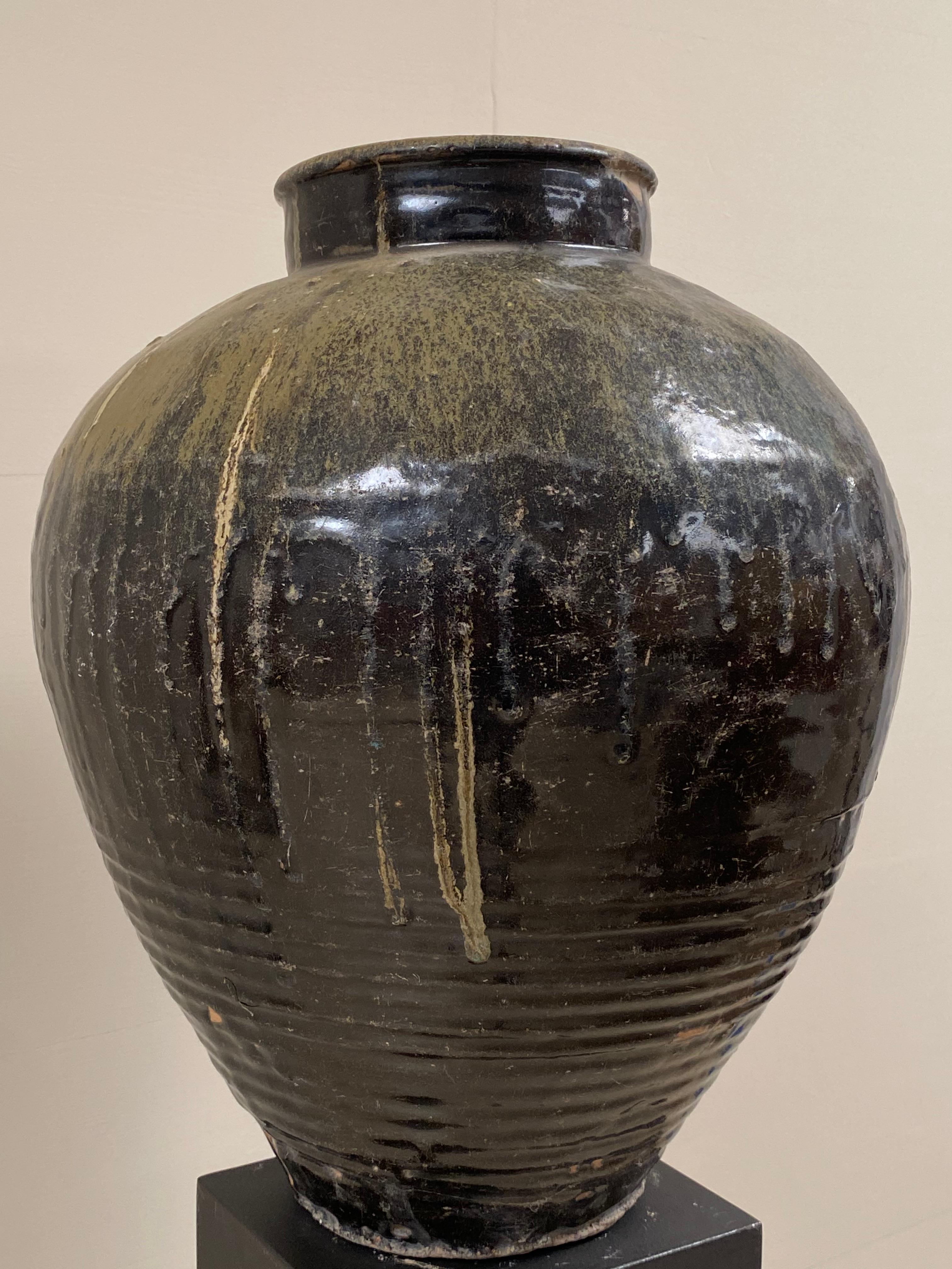 Antique Chinese Glazed Colored Terracotta Jar For Sale 2