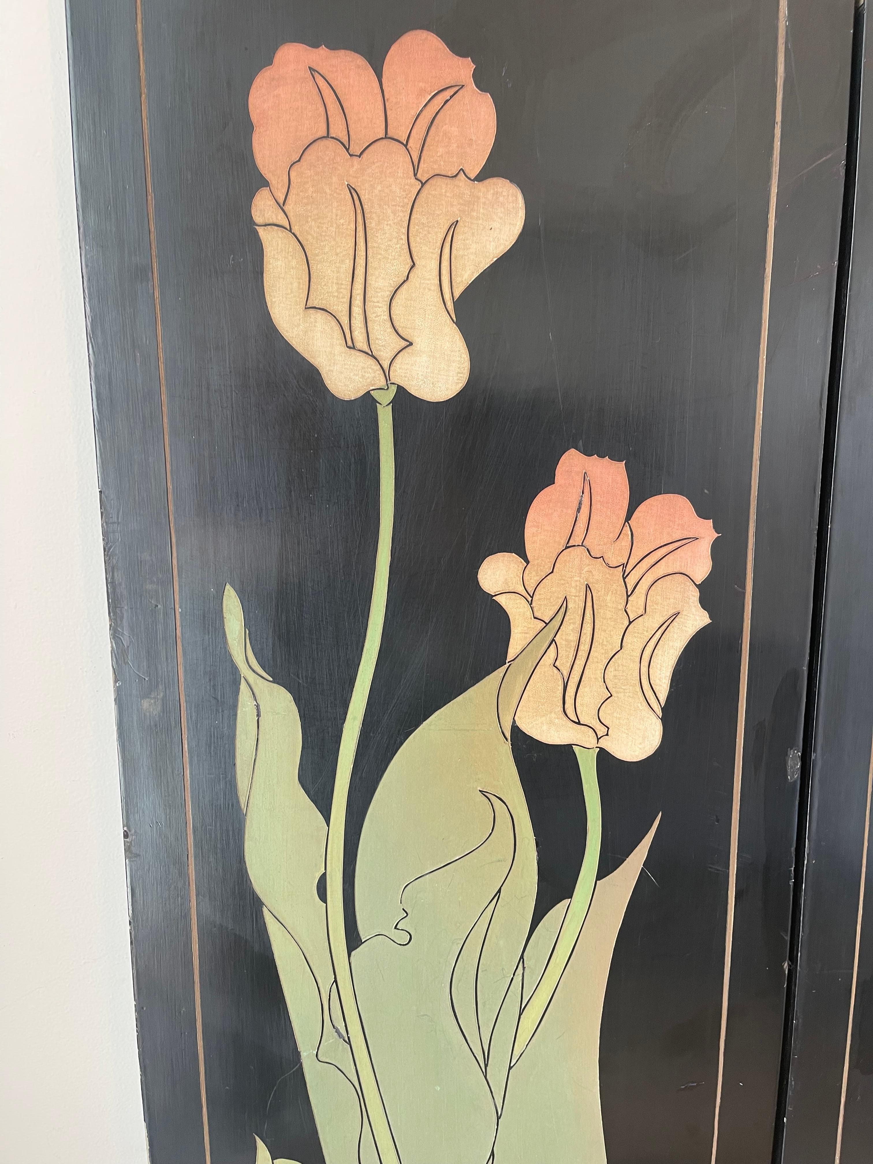 Antico paravento cinese in oro con fenice per la prosperità in vendita 3