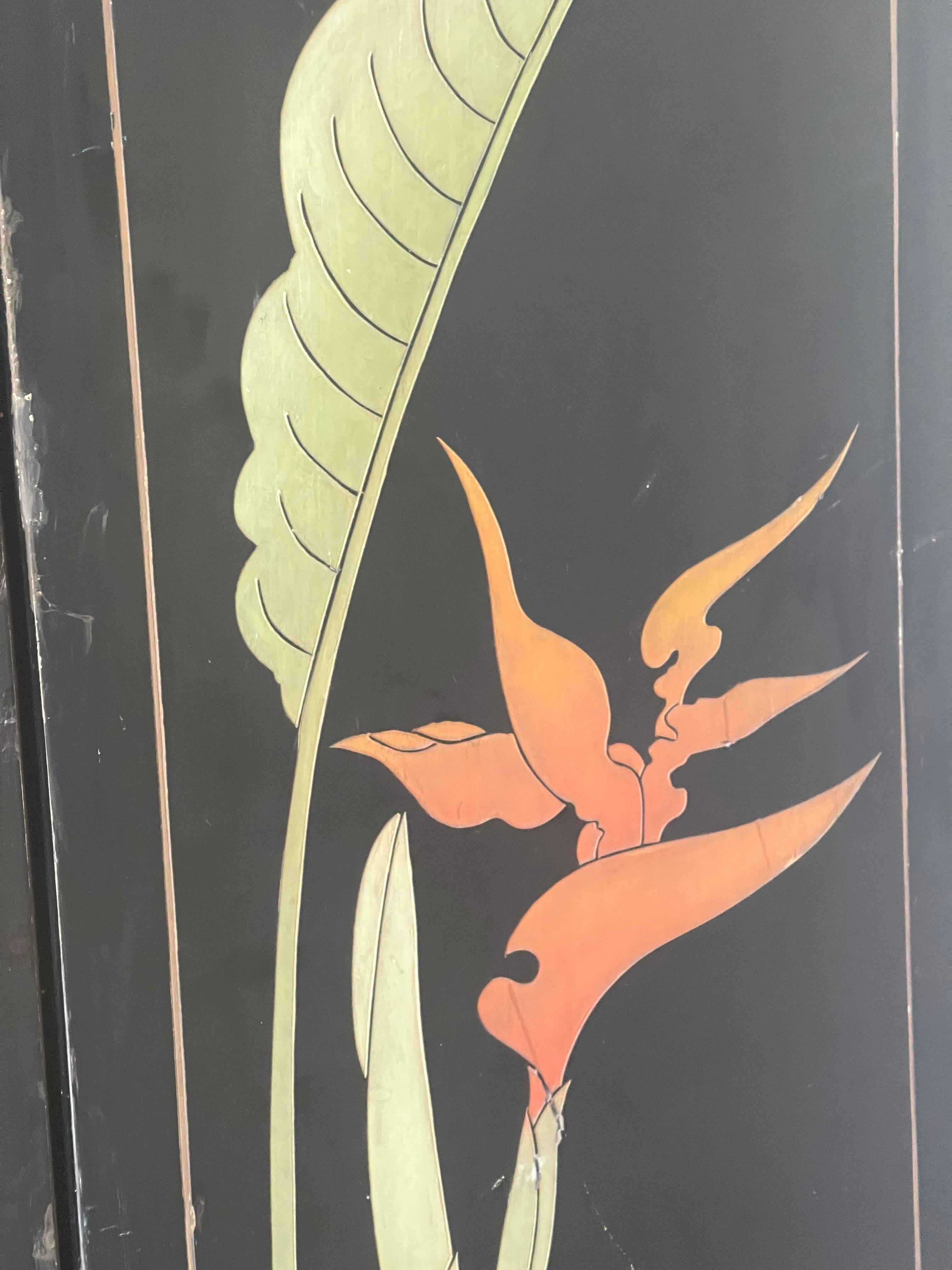 Antico paravento cinese in oro con fenice per la prosperità in vendita 4