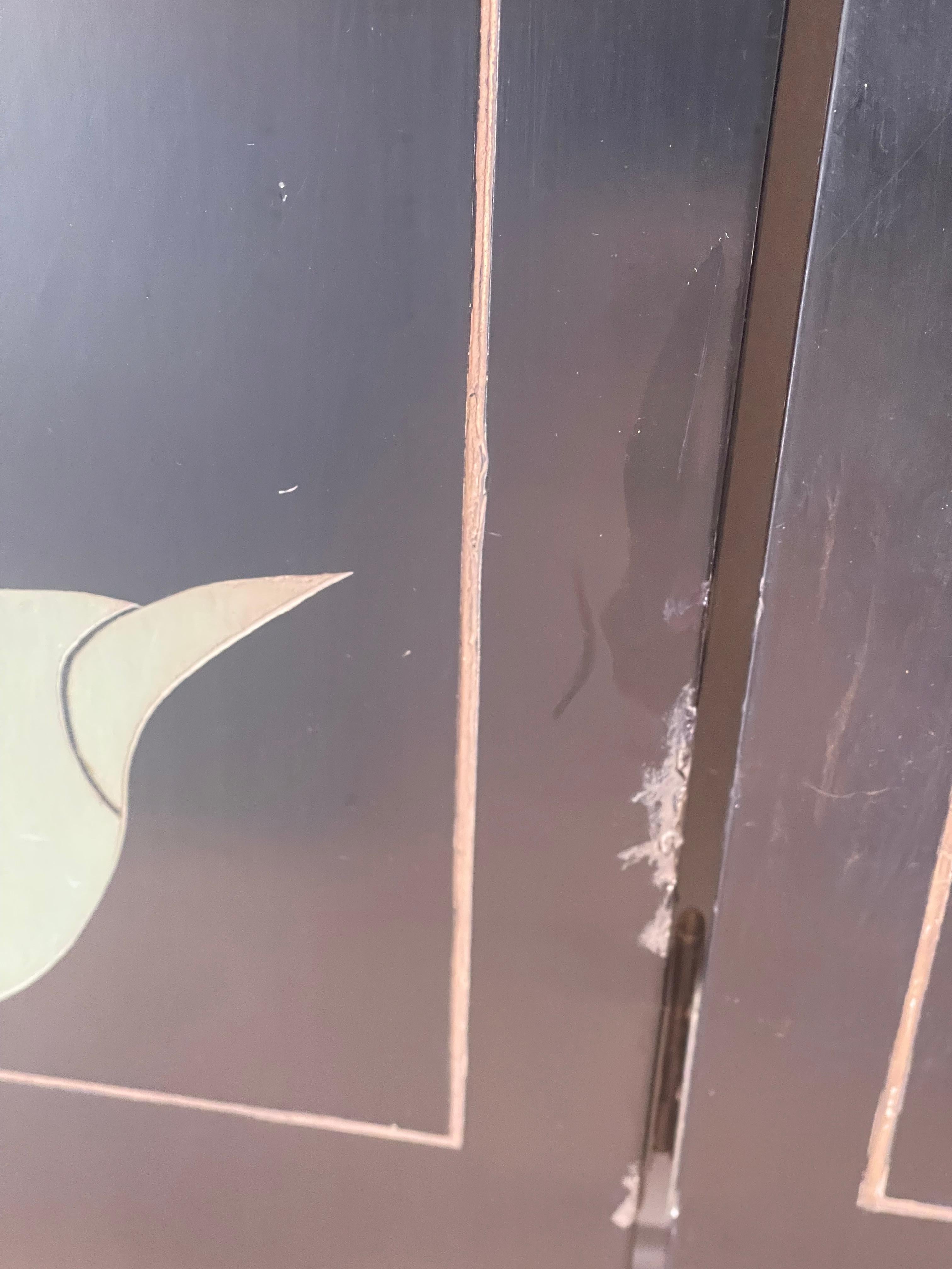 Antico paravento cinese in oro con fenice per la prosperità in vendita 7