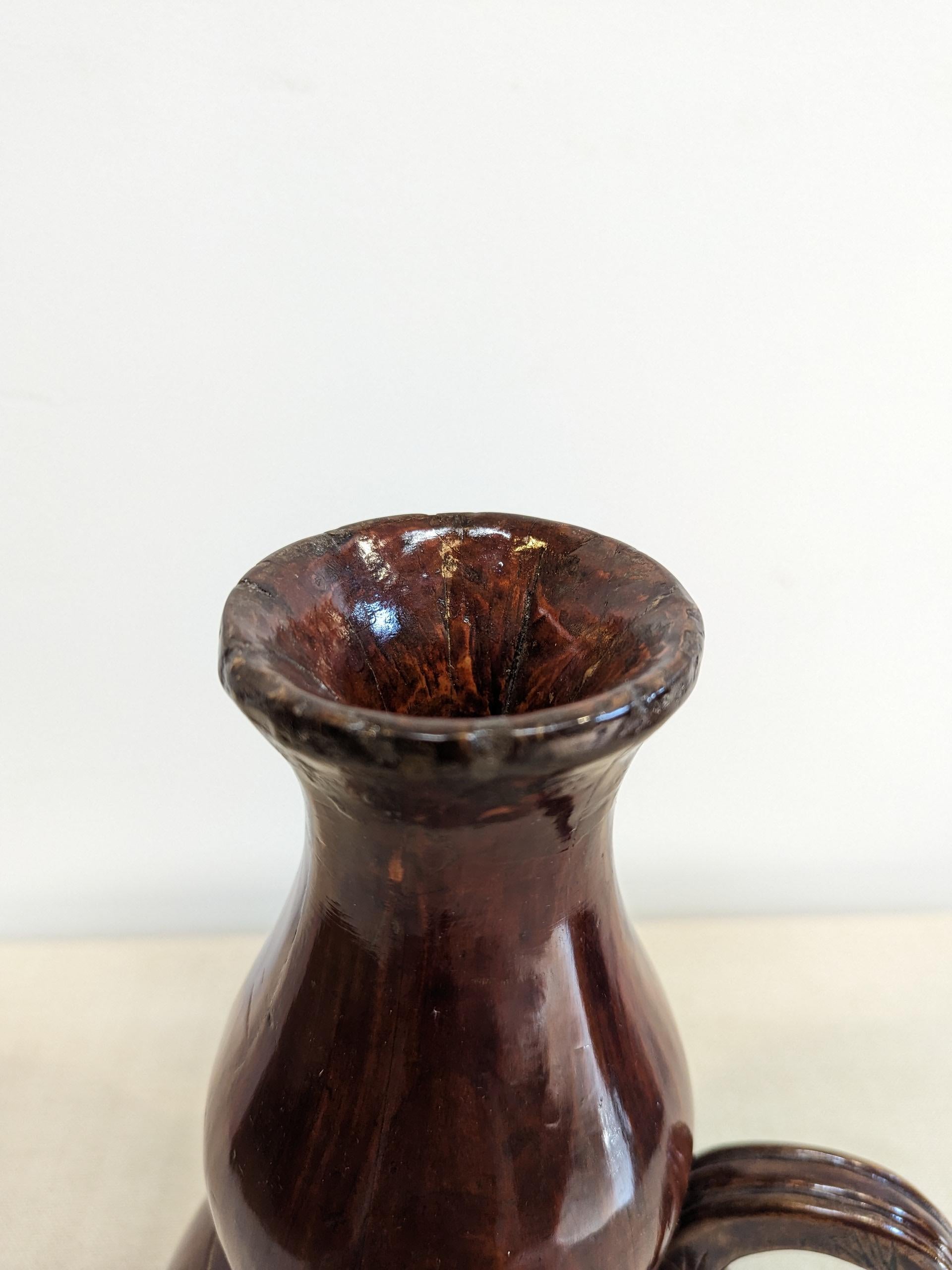 Carved Antique Chinese Gourd Wooden Bottle For Sale