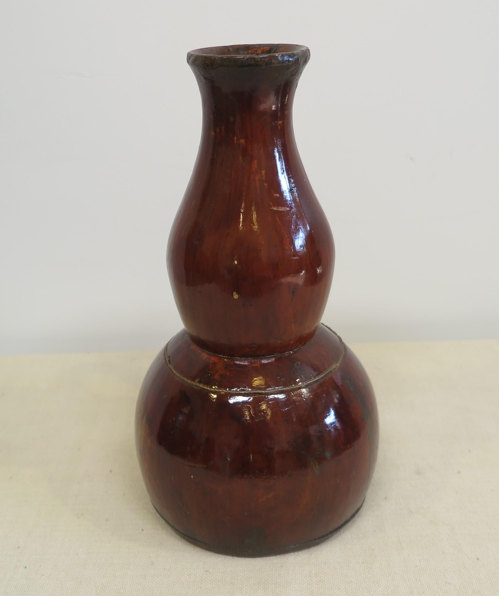 Antike chinesische Kalebasse Holzflasche  im Angebot 2