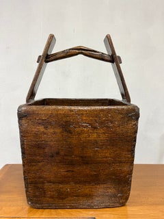 Antique Chinese Grain Bucket with Handle