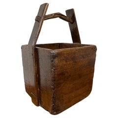 Antique Chinese Grain Bucket with Handle