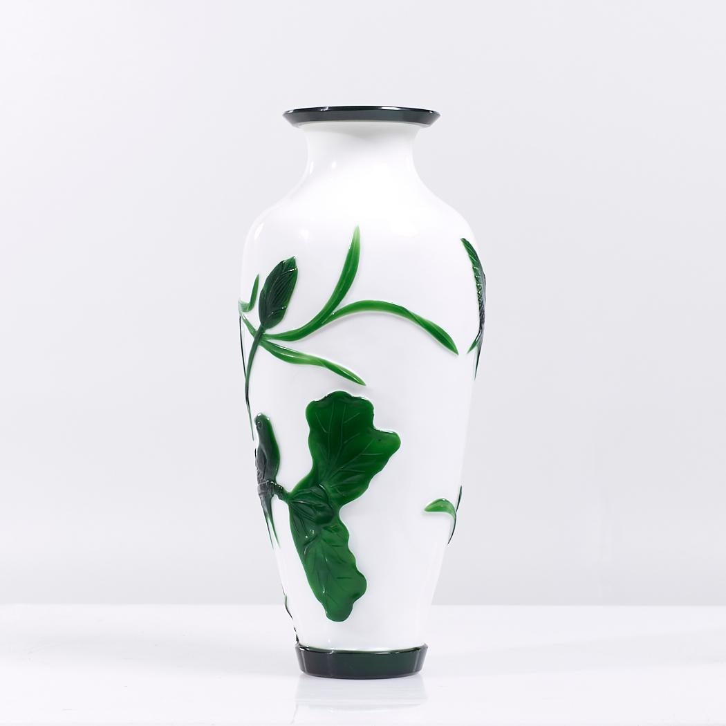 Antique Chinese Green and White Peking Glass Vase - Pair For Sale 2