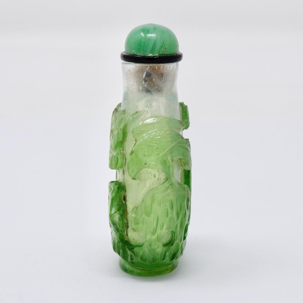 Antique Chinese Green-on-Green Overlay Glass Snuff Bottle For Sale 4
