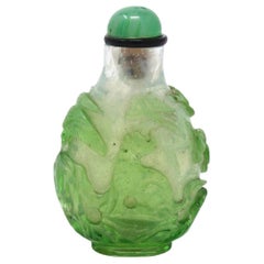 Antique Chinese Green-on-Green Overlay Glass Snuff Bottle