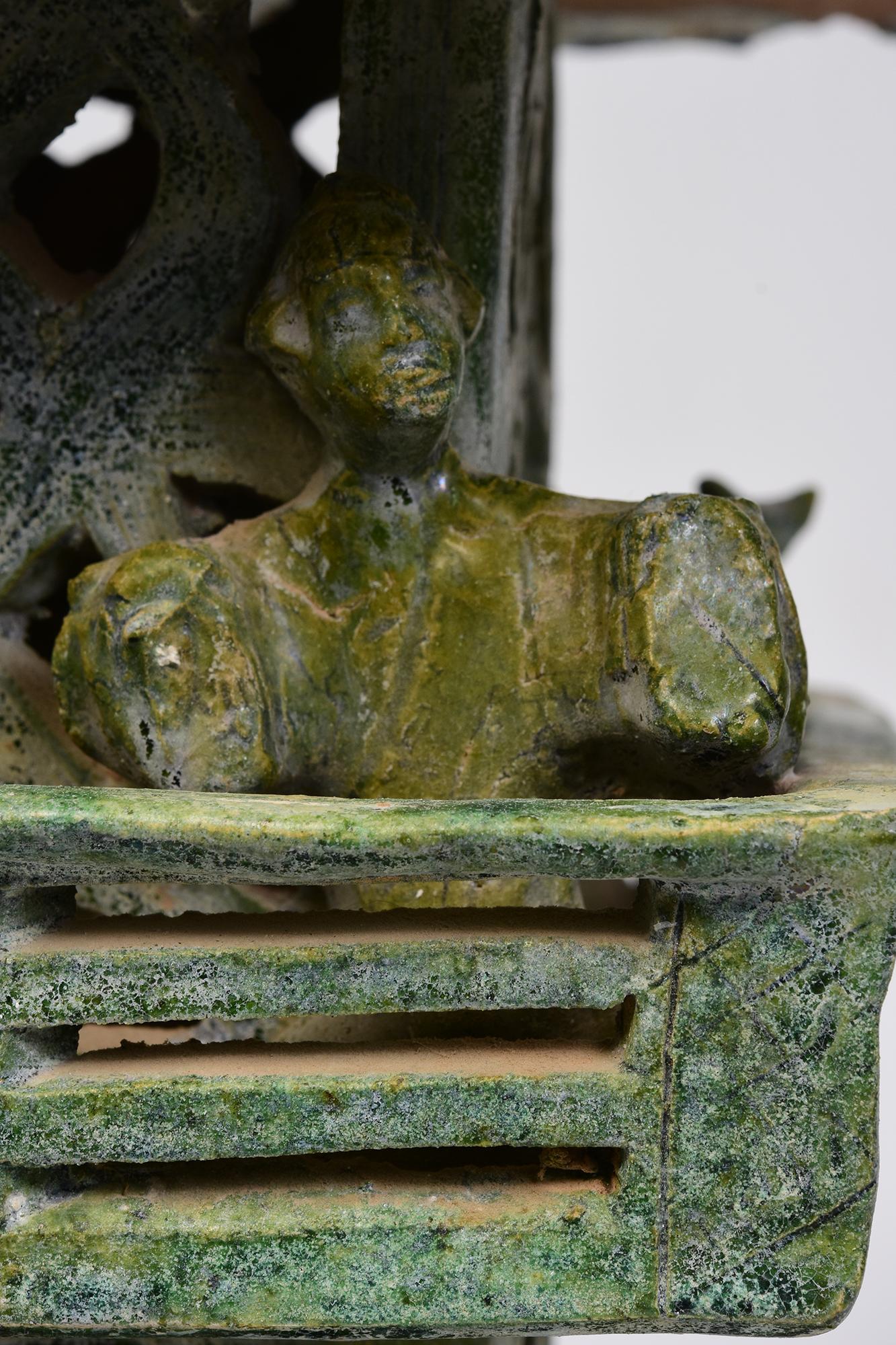 Tour de montre antique en poterie émaillée verte de la dynastie chinoise des Han avec Oxford TL Test en vente 3