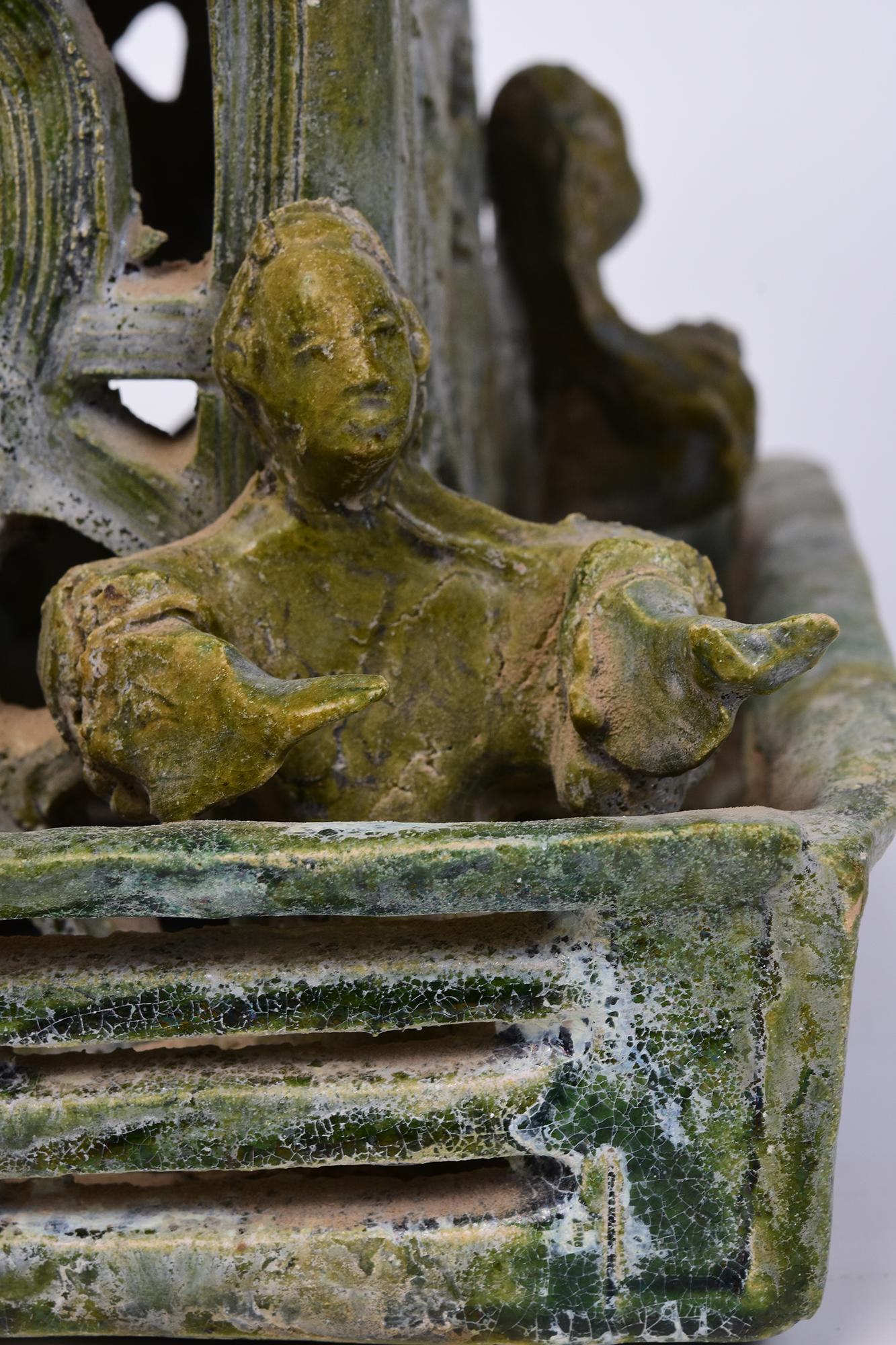 Tour de montre antique en poterie émaillée verte de la dynastie chinoise des Han avec Oxford TL Test en vente 5