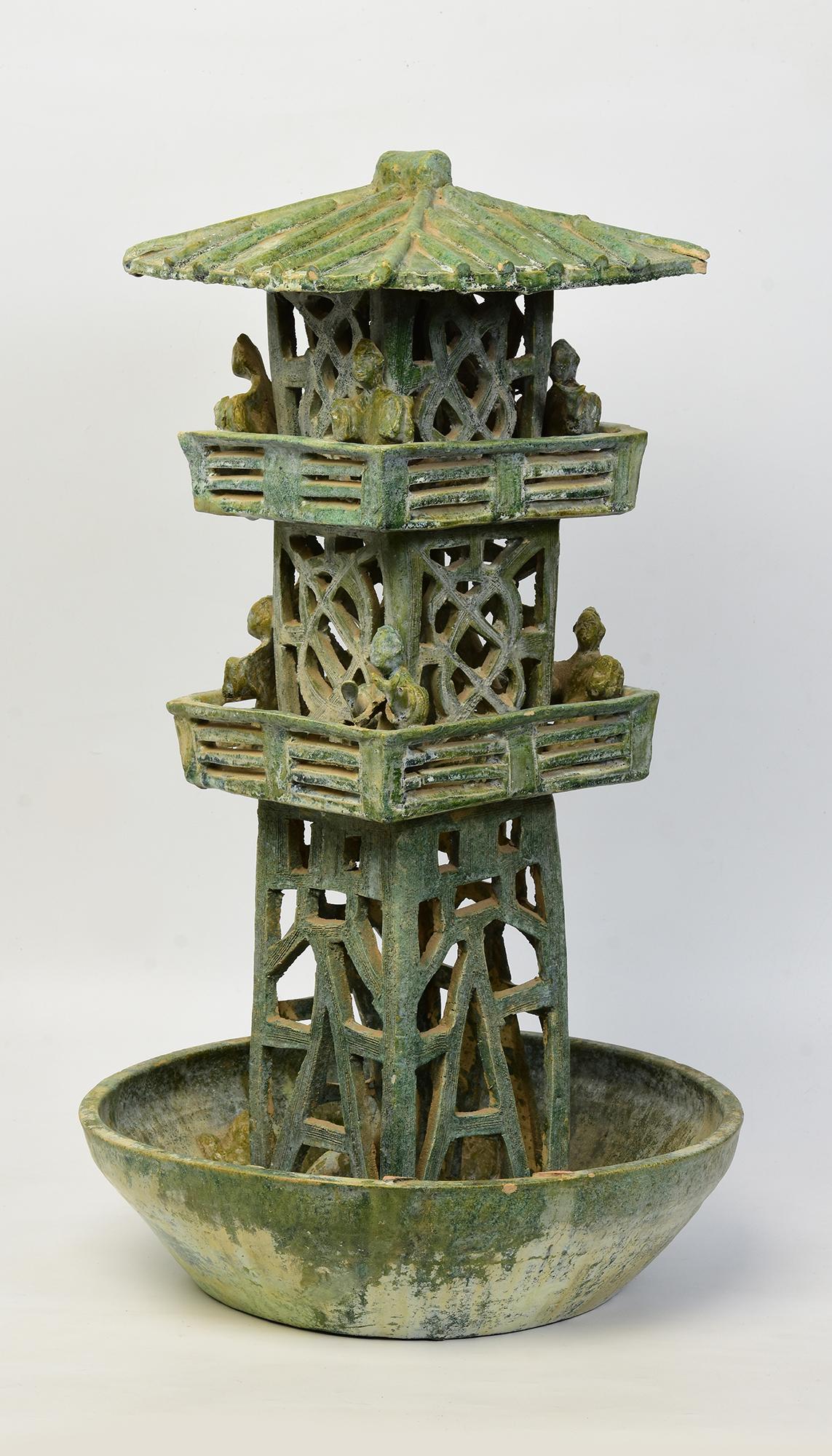 Tour de montre antique en poterie émaillée verte de la dynastie chinoise des Han avec Oxford TL Test en vente 7