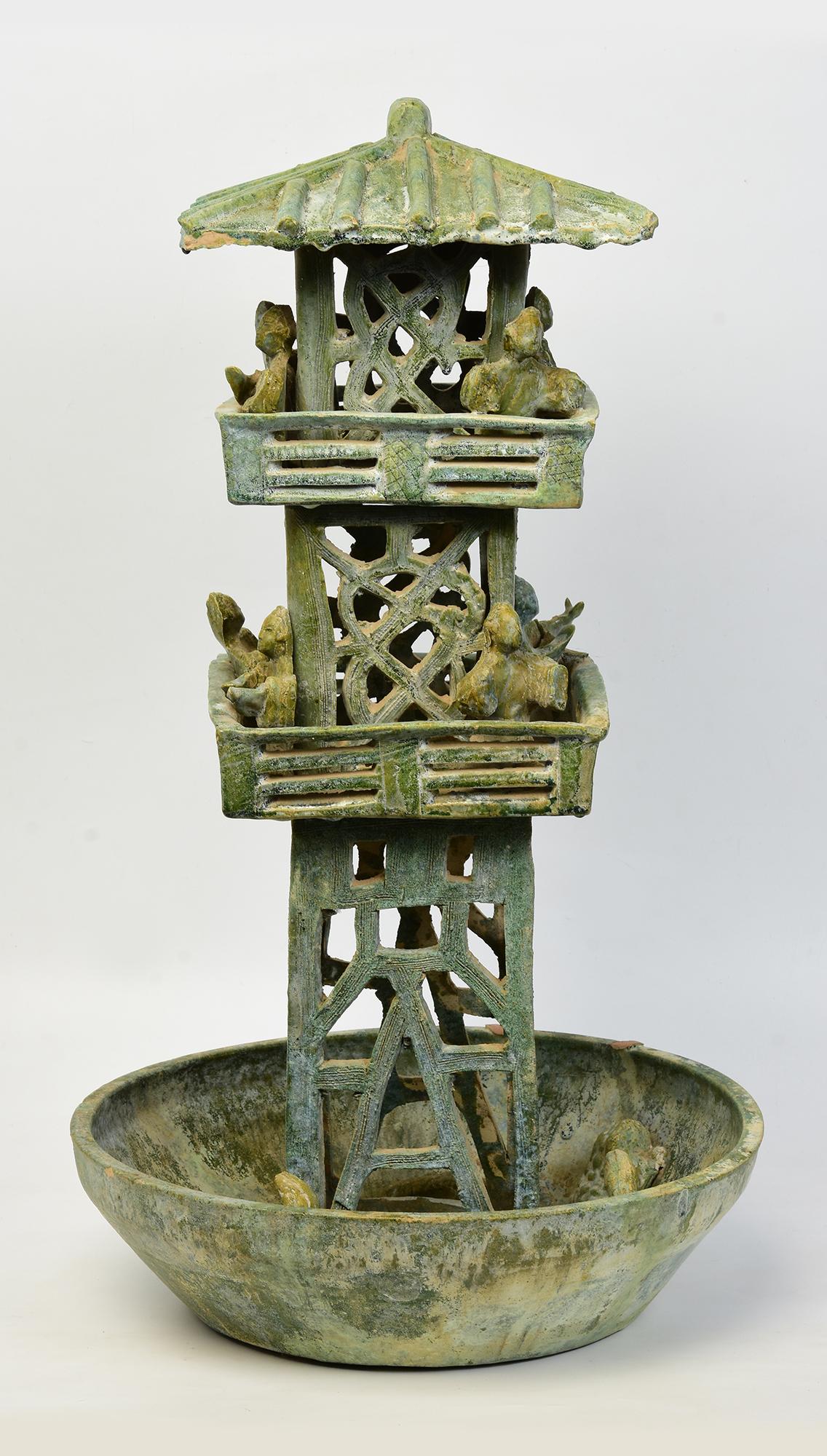 Tour de montre antique en poterie émaillée verte de la dynastie chinoise des Han avec Oxford TL Test en vente 11