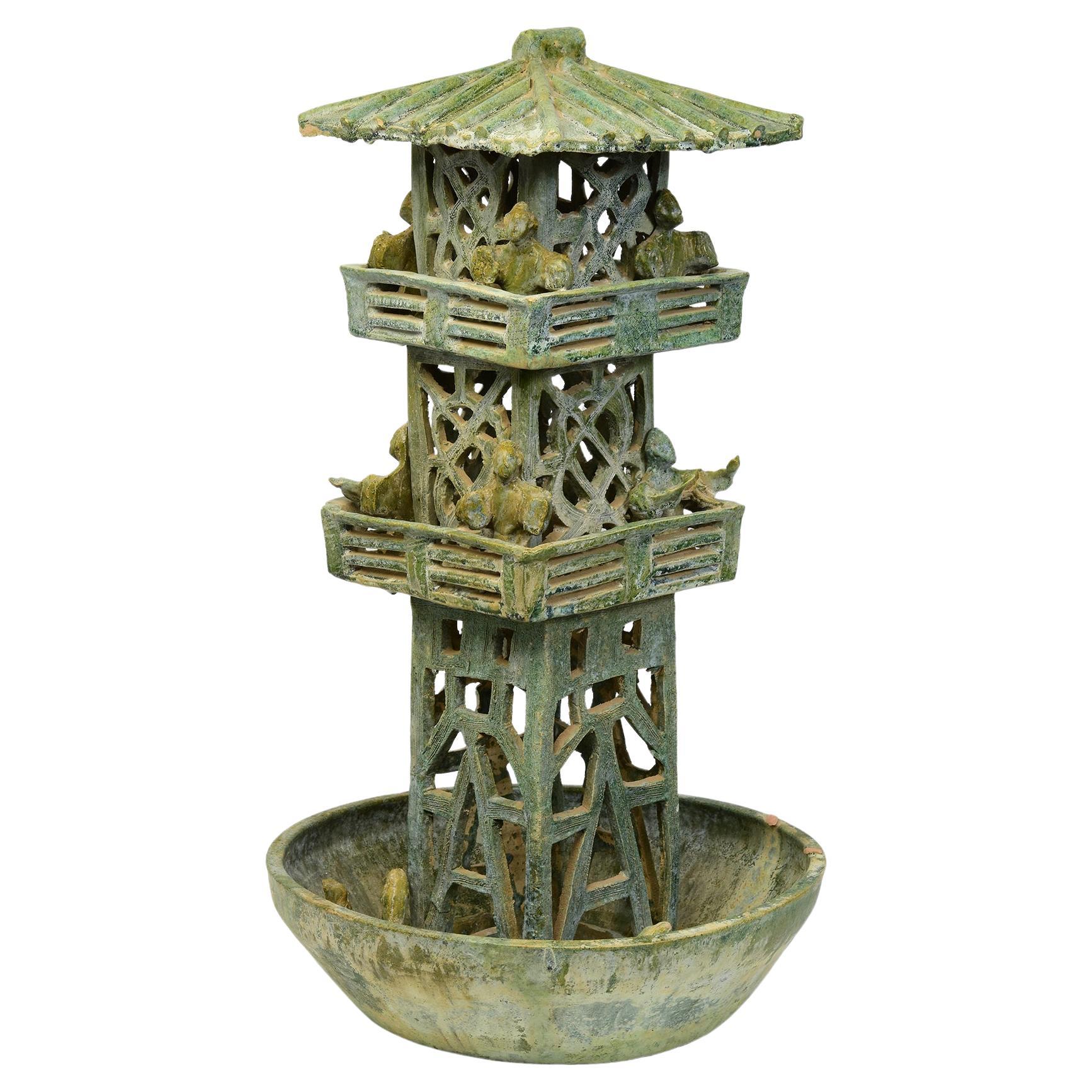 Tour de montre antique en poterie émaillée verte de la dynastie chinoise des Han avec Oxford TL Test en vente