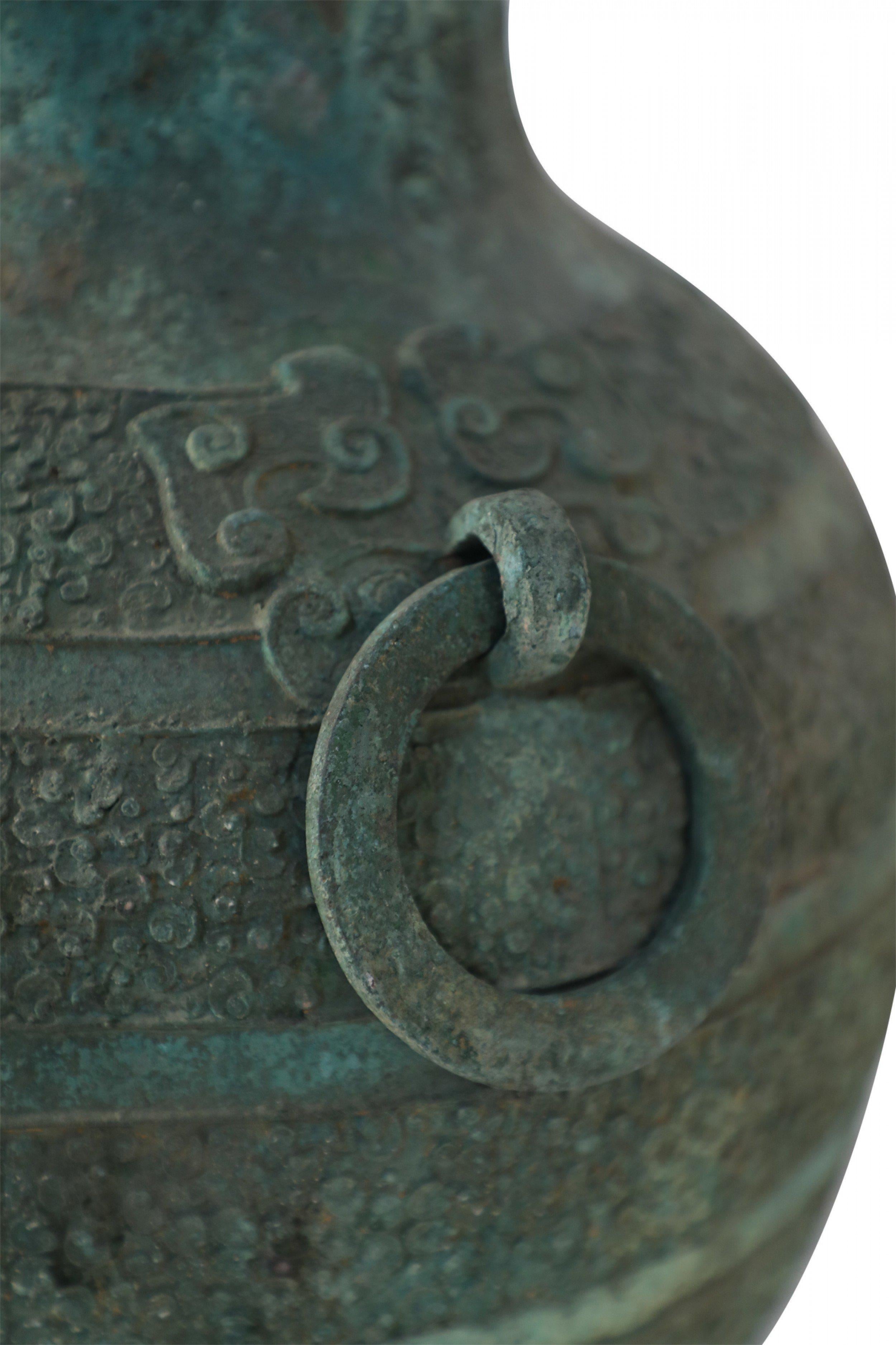 Antique Chinese Han Dynasty-Style Lidded Verdigis Bronze Ritual Wine Vessel 5
