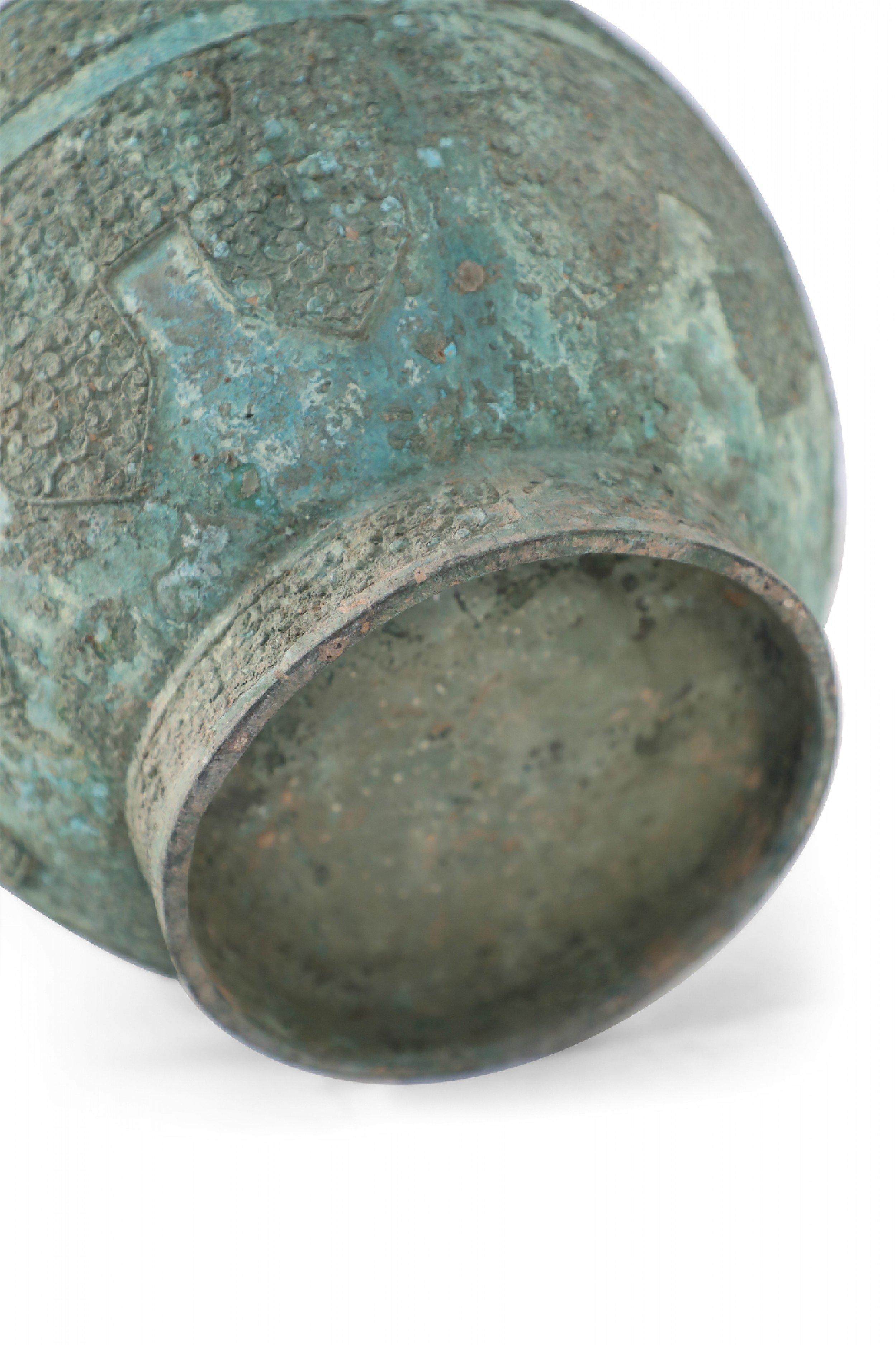 Antique Chinese Han Dynasty-Style Lidded Verdigis Bronze Ritual Wine Vessel 9