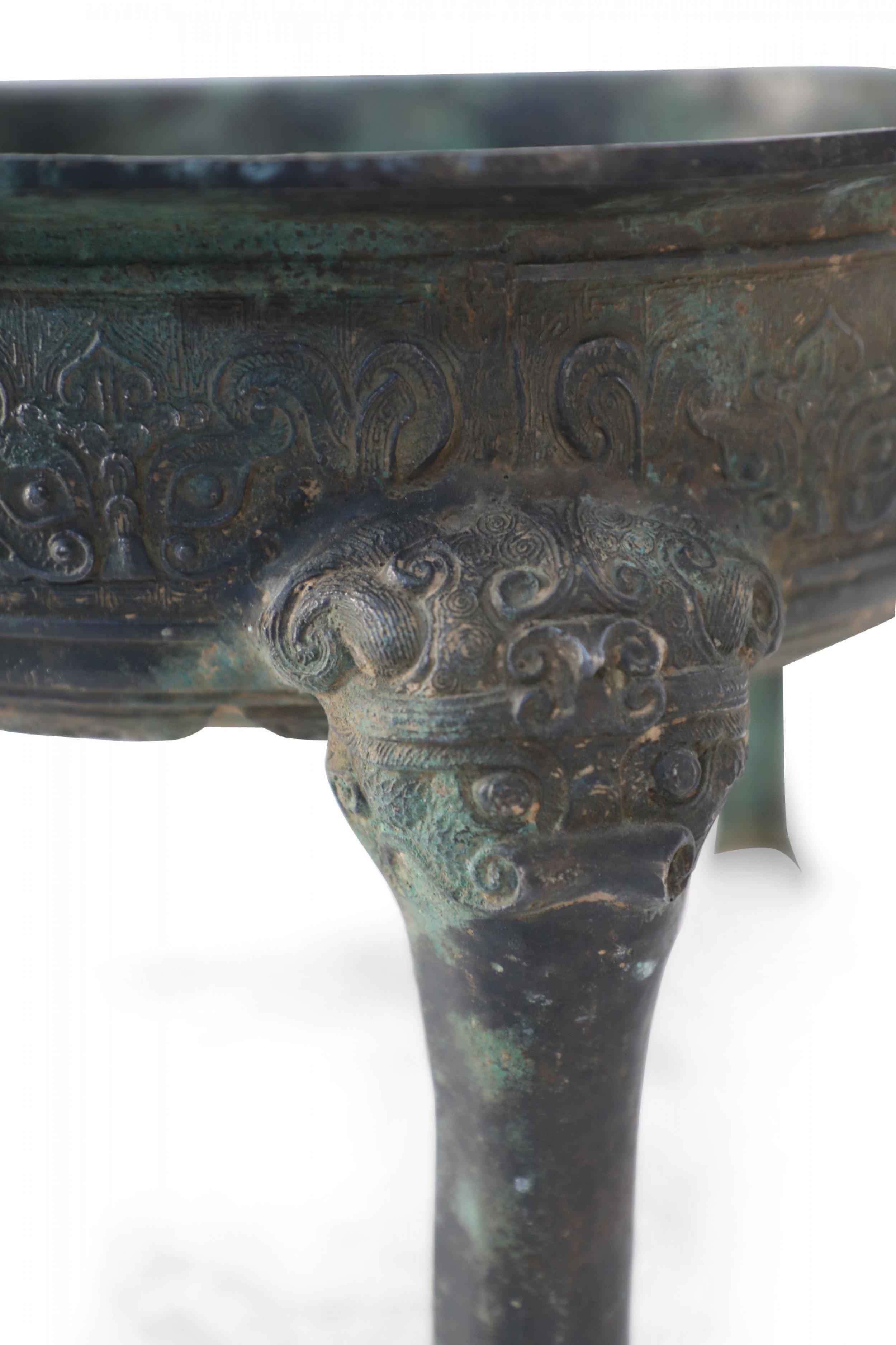 Antique Chinese Han Dynasty-Style Patinated Bronze Pot 2
