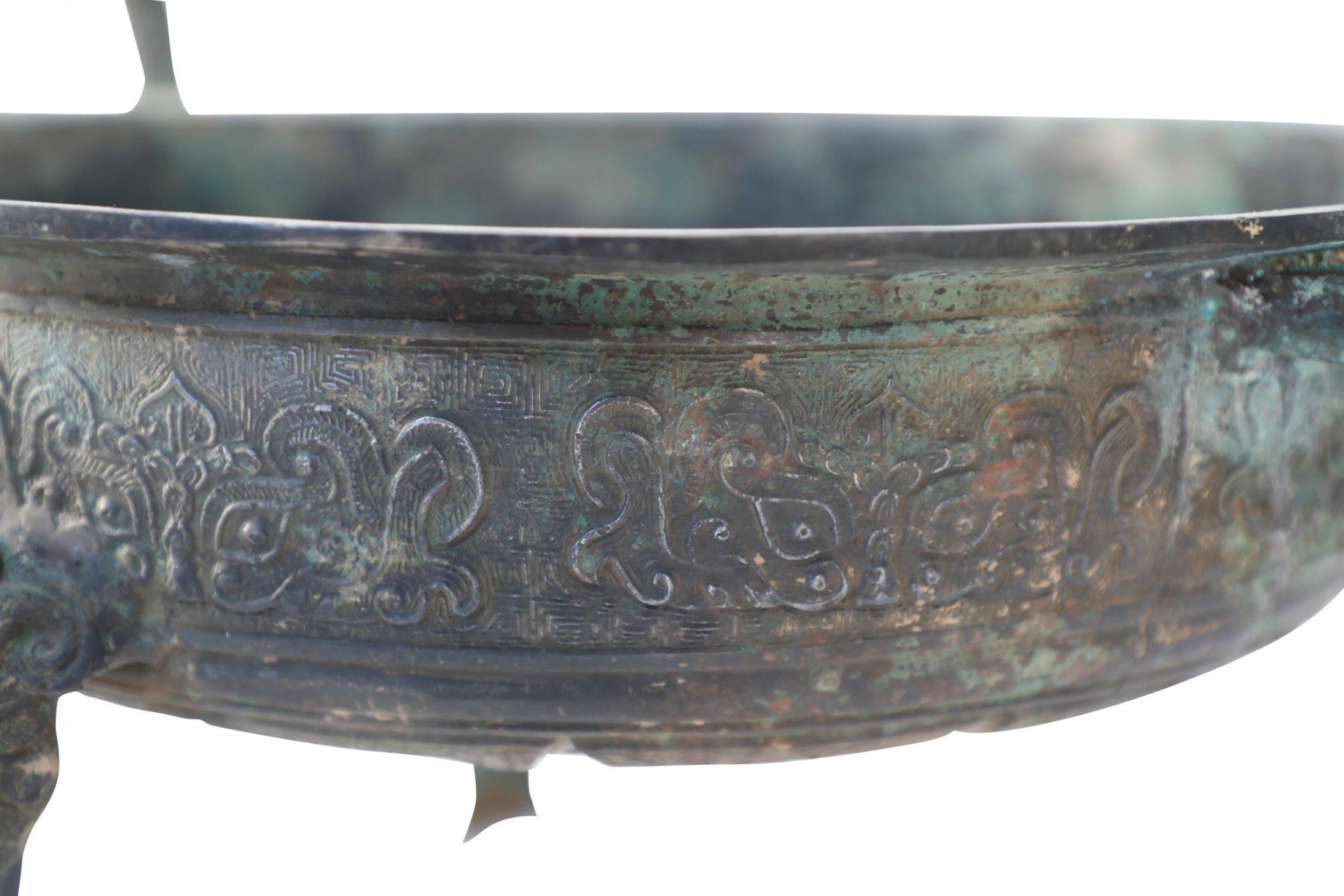 Antique Chinese Han Dynasty-Style Patinated Bronze Pot 3