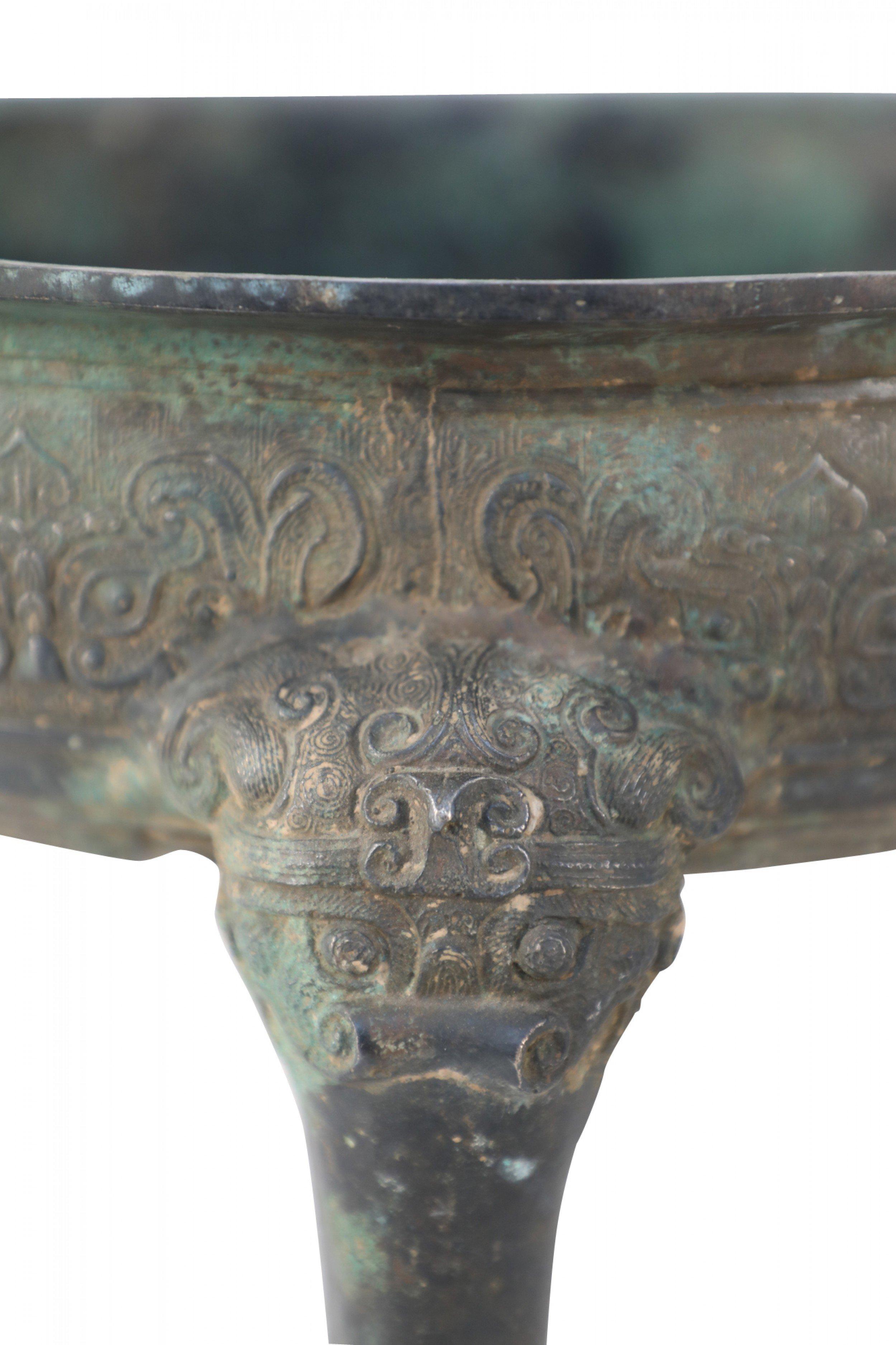 Antique Chinese Han Dynasty-Style Patinated Bronze Pot 5