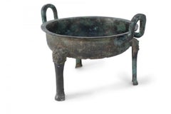 Antique Chinese Han Dynasty-Style Patinated Bronze Pot