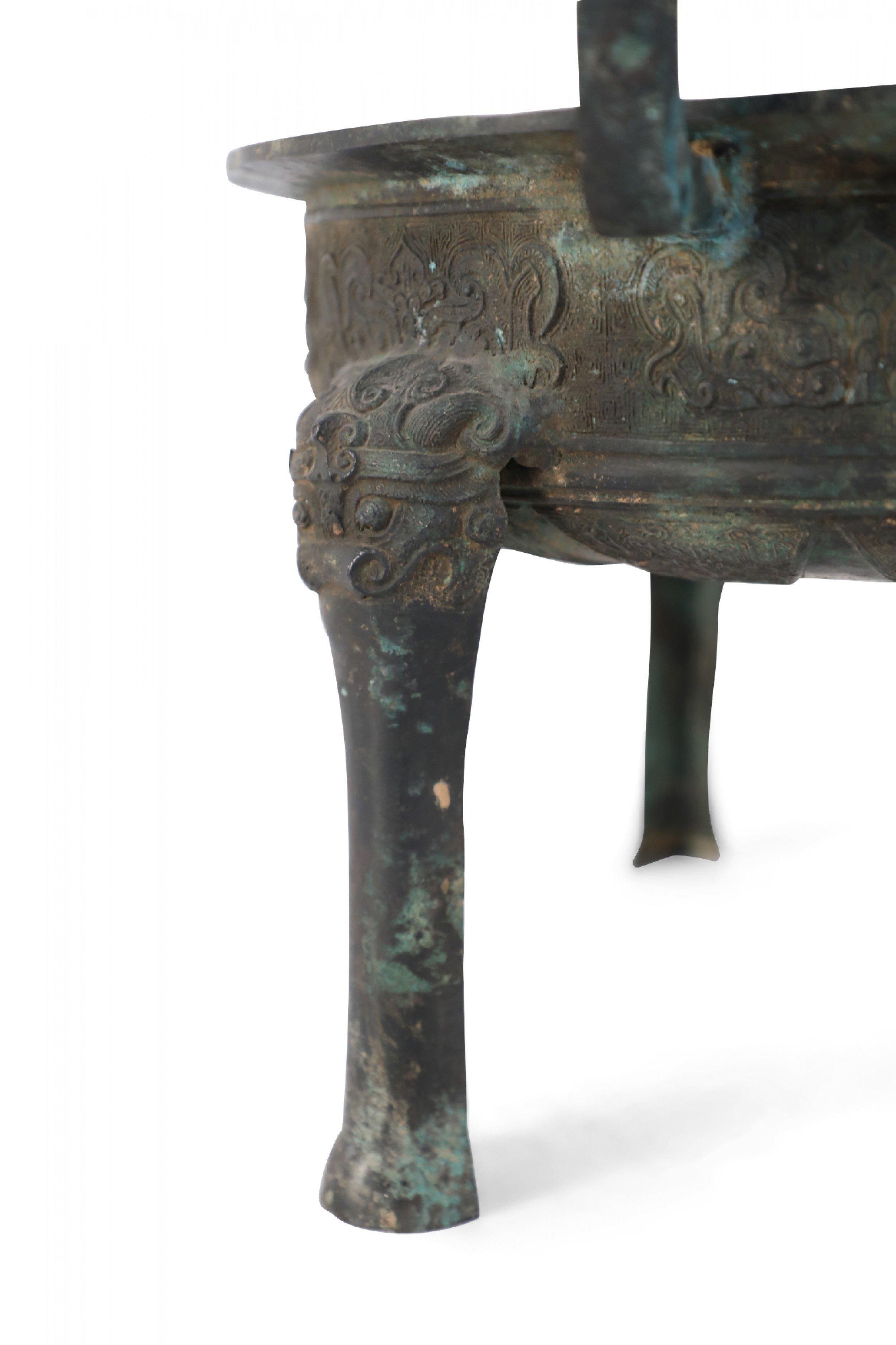 Antique Chinese Han Dynasty-Style Patinated Bronze Pot 16