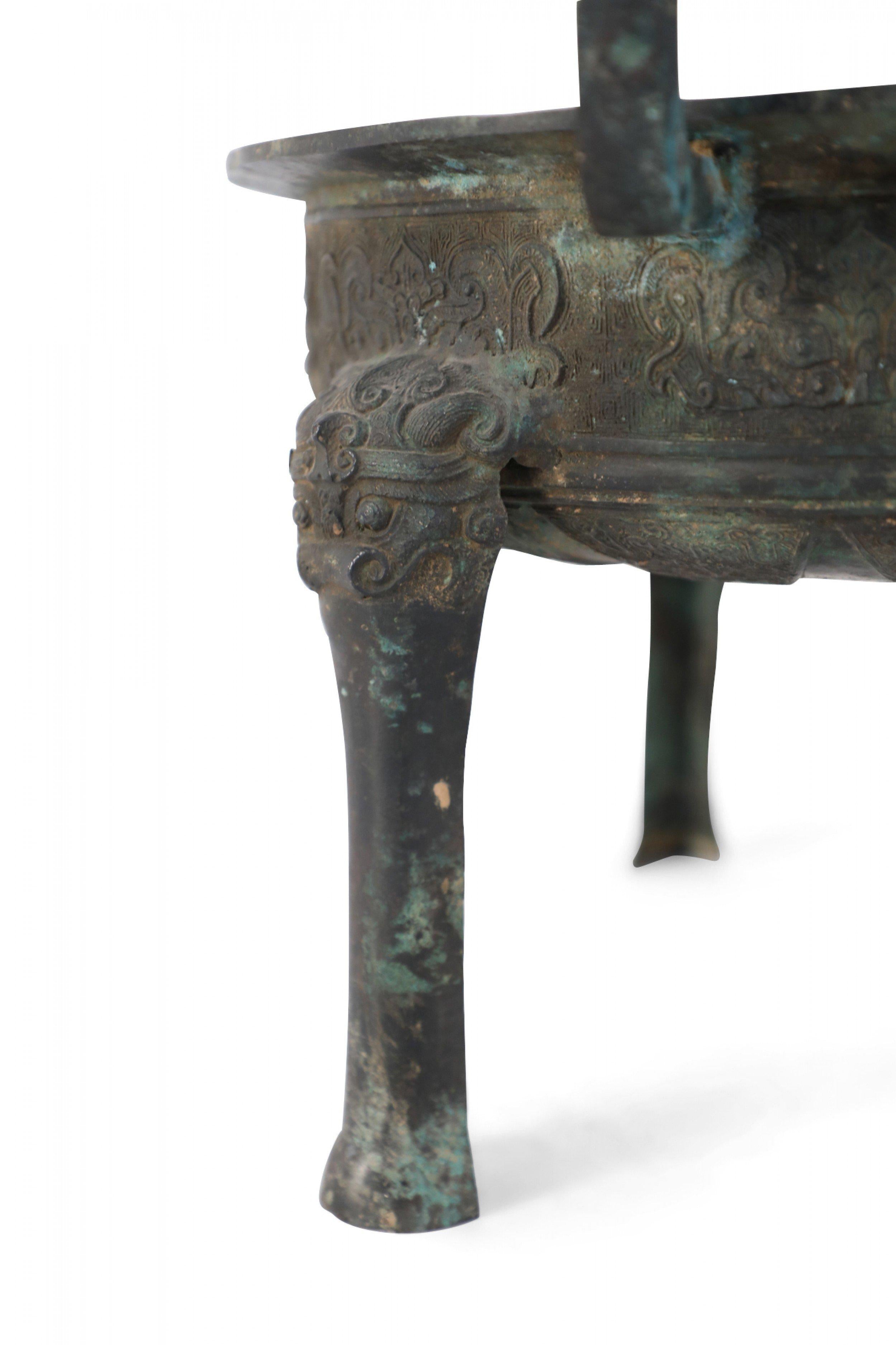 Metal Antique Chinese Han Dynasty-Style Patinated Bronze Pot