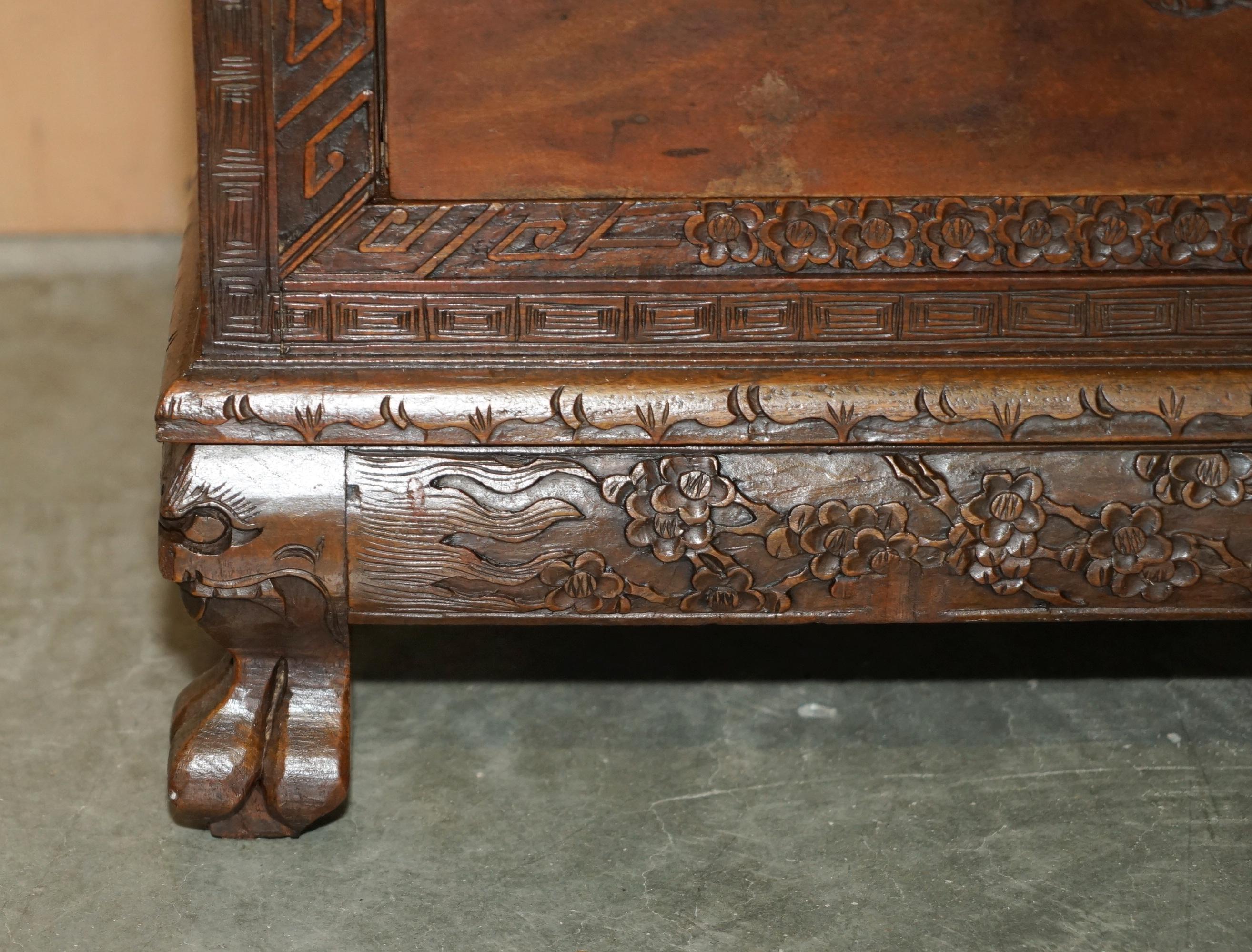 ANTIQUE CHiNESE HAND CARVED CIRCA 1890 CHEST OF DRAWERS VERY DETAILED HANDLES For Sale 2
