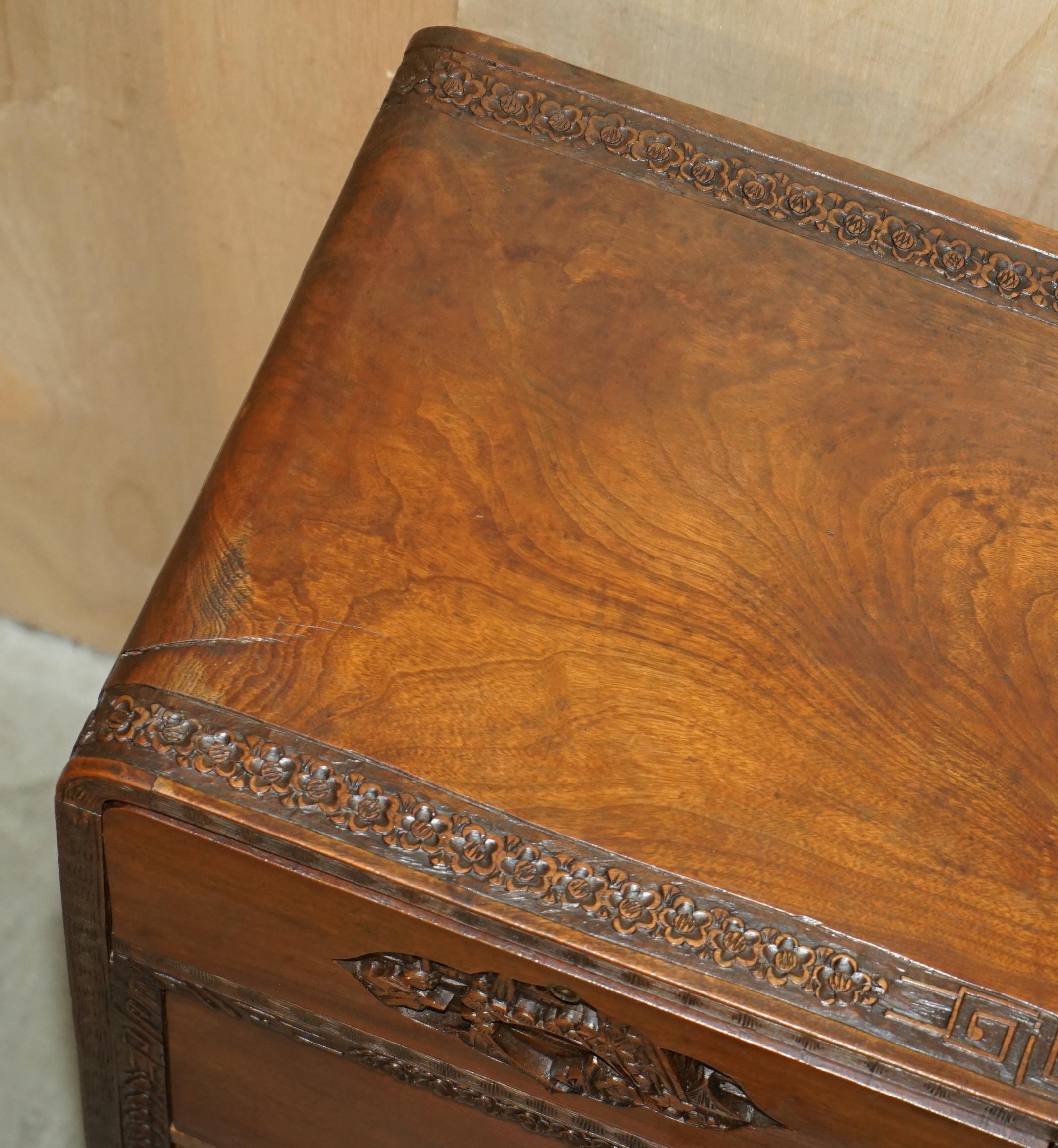 ANTIQUE CHiNESE HAND CARVED CIRCA 1890 CHEST OF DRAWERS VERY DETAILED HANDLES For Sale 5