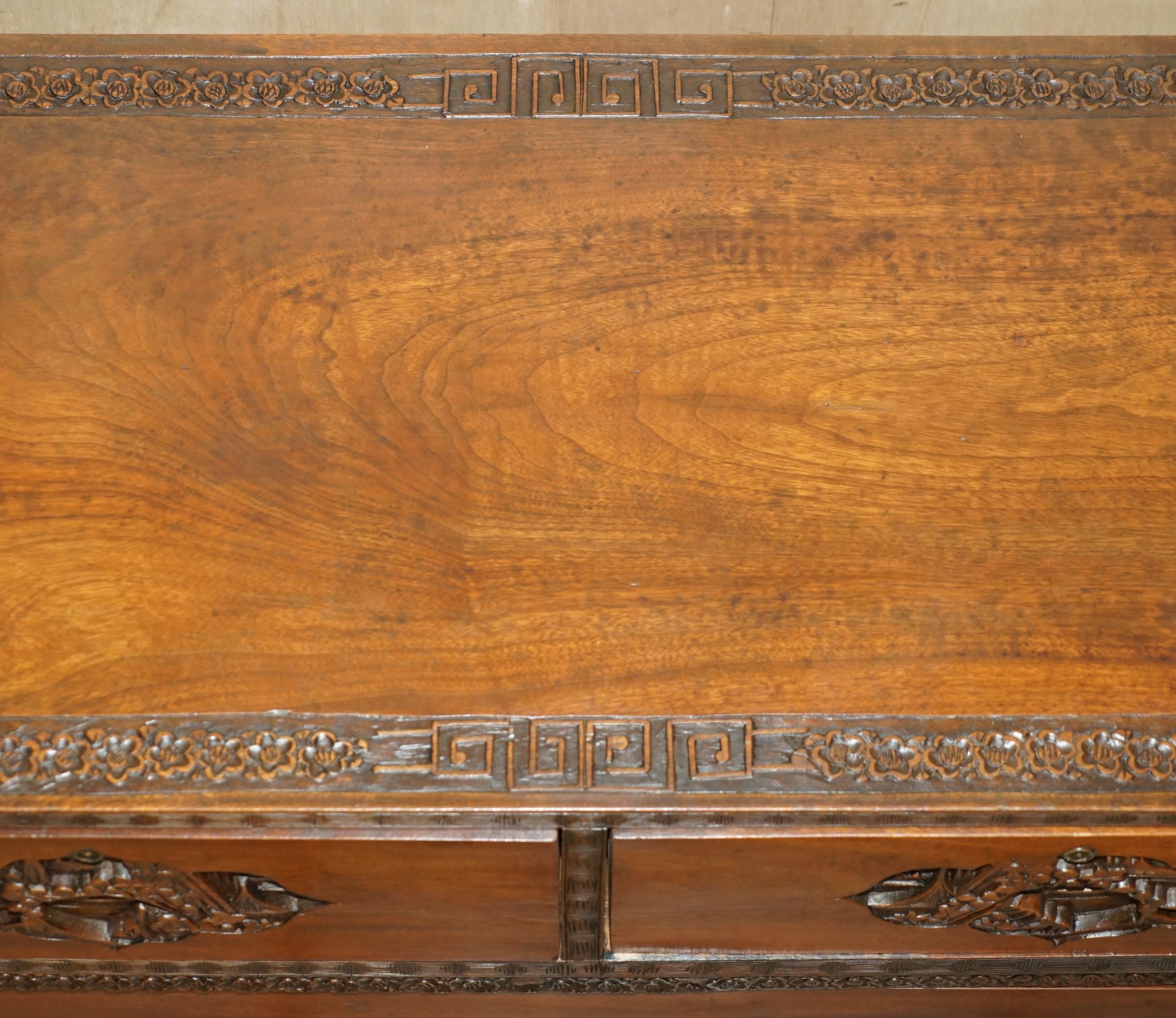 ANTIQUE CHiNESE HAND CARVED CIRCA 1890 CHEST OF DRAWERS VERY DETAILED HANDLES For Sale 6