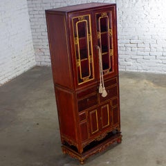Antique Chinese Hand Carved & Gilded 3 Part Stacking Display or China Cabinet