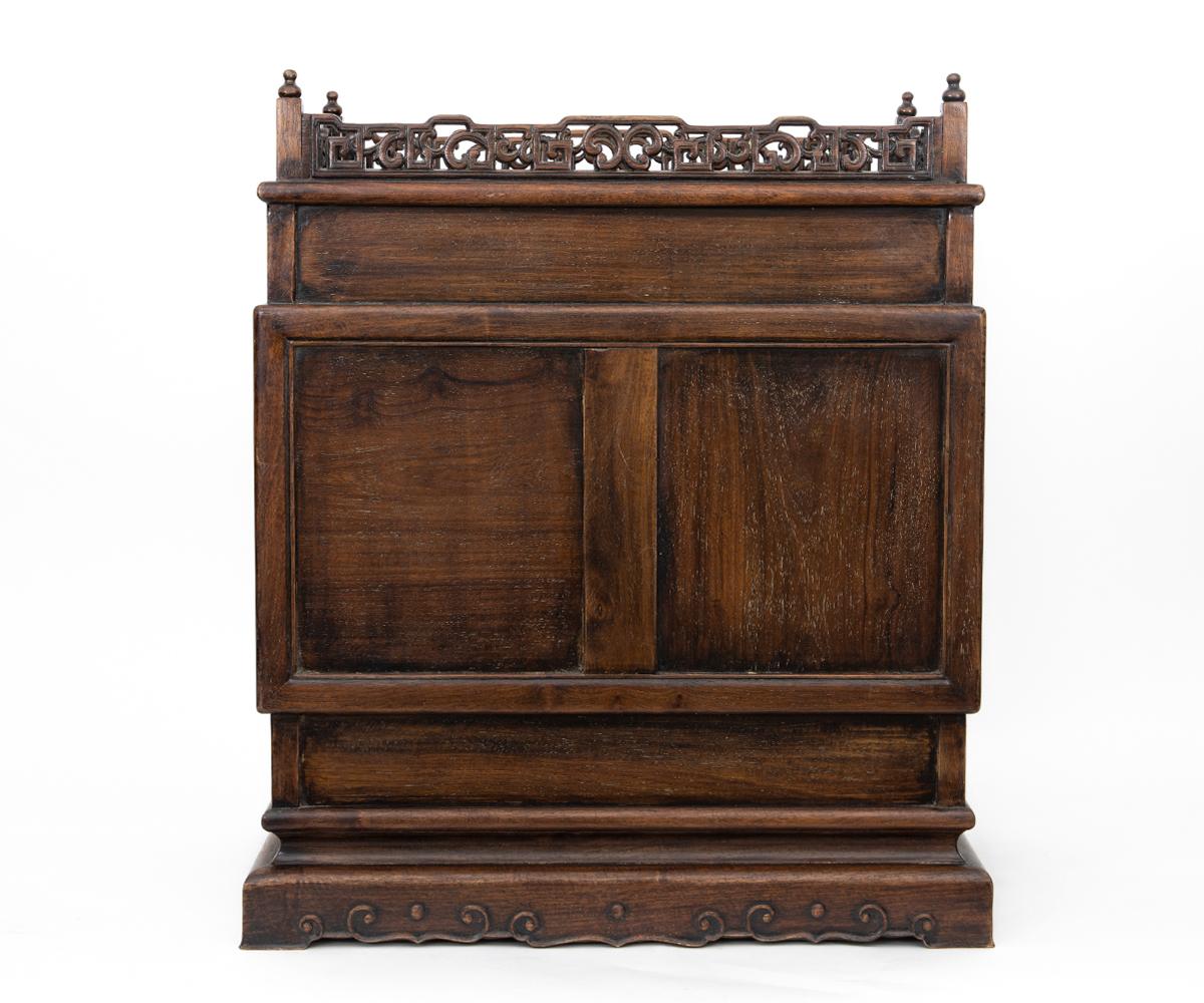 19th Century Antique Chinese Hand Carved Hardwood Table Top Dragon Cabinet