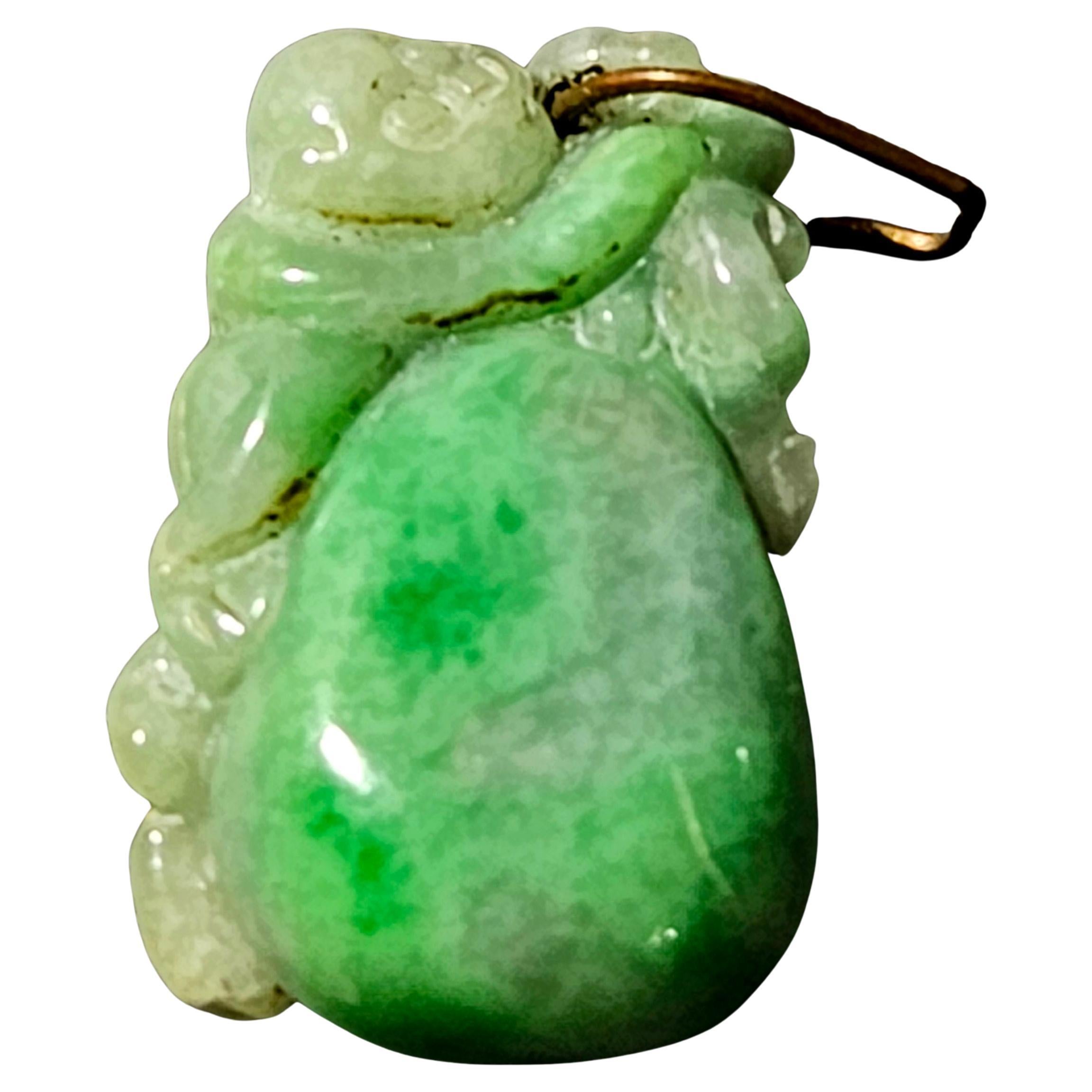 Antico ciondolo cinese di giada naturale del Myanmar intagliato a mano "Scimmia" Ric#JD009