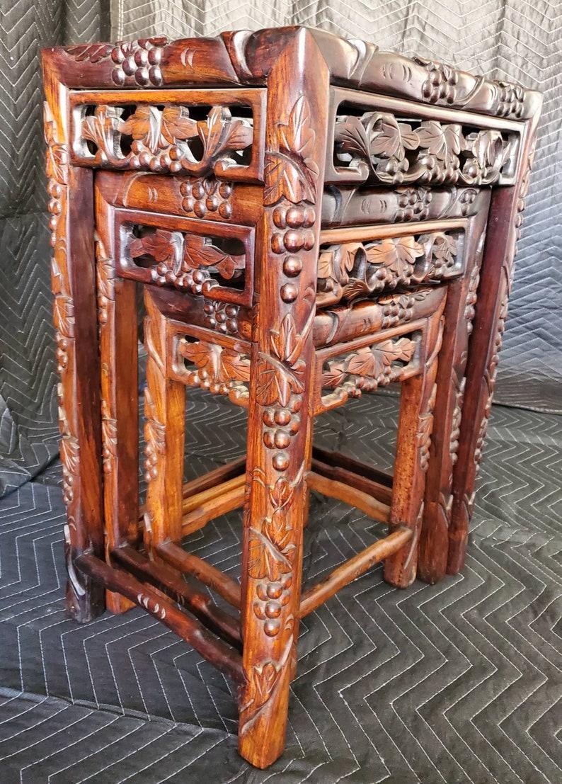 20th Century Antique Chinese Hand Carved Nesting Tables