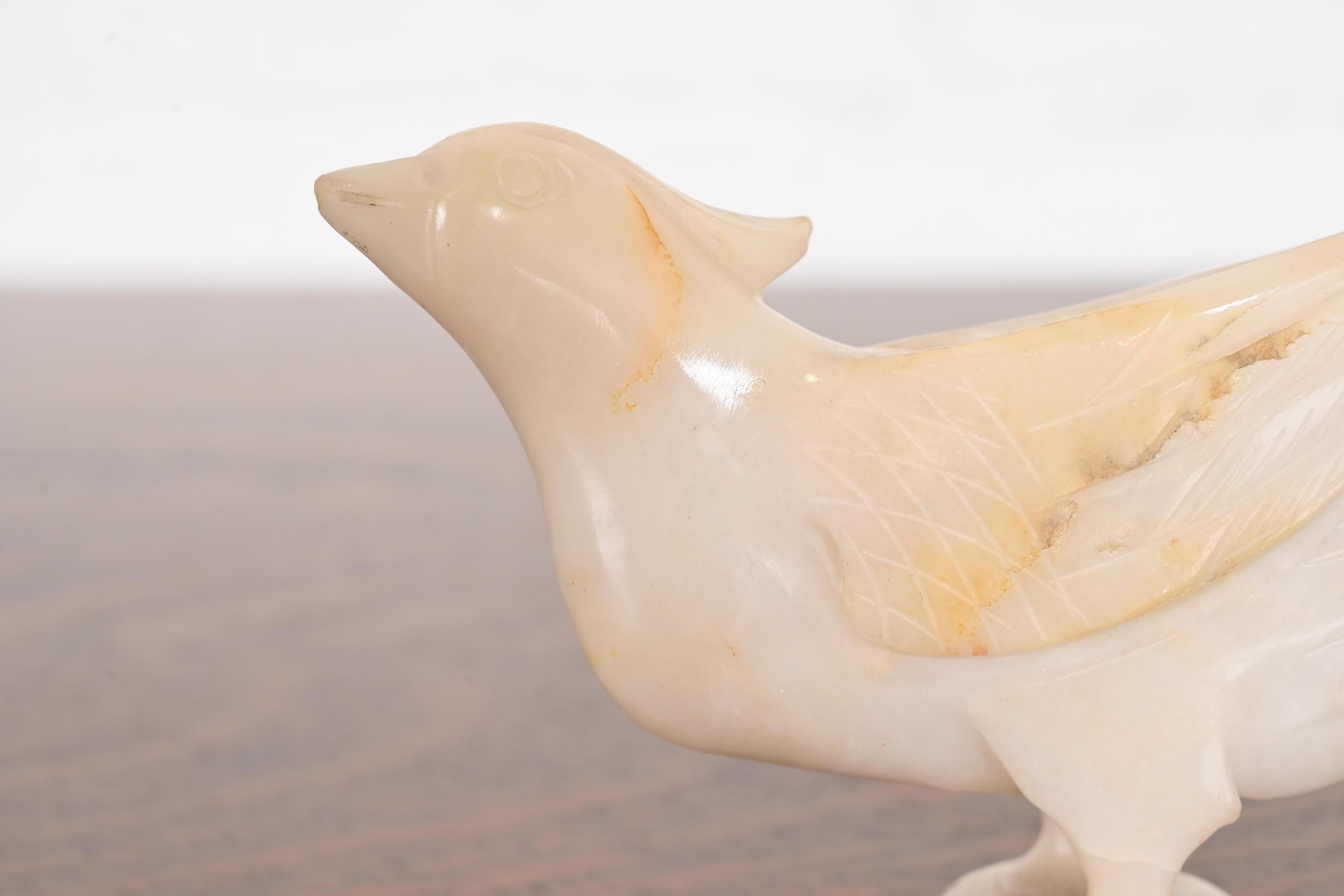 Antique Chinese Hand Carved White Jade Birds, Pair For Sale 5