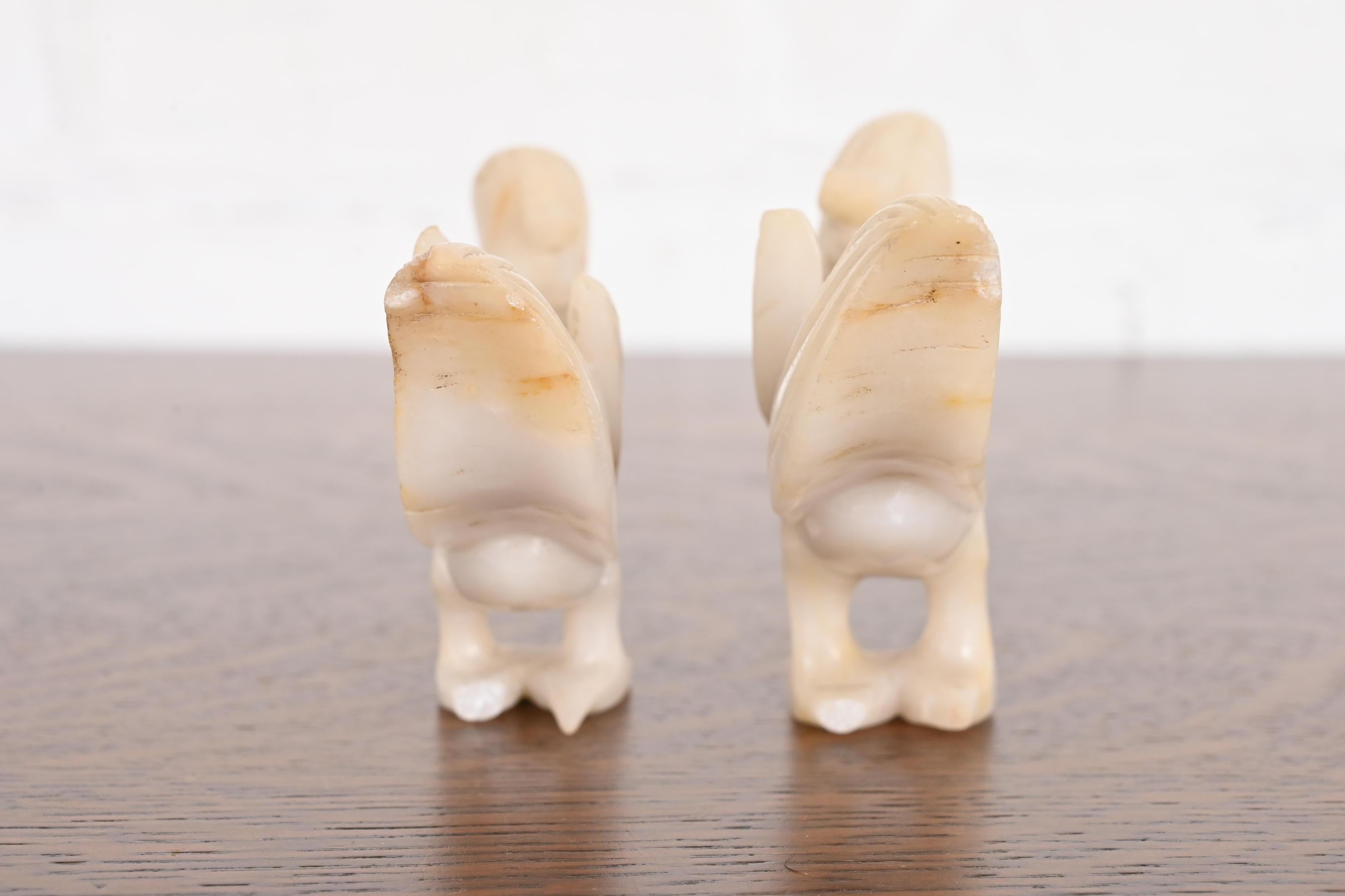 Antique Chinese Hand Carved White Jade Birds, Pair For Sale 7