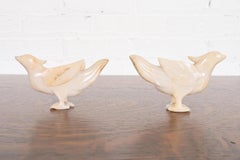 Antique Chinese Hand Carved White Jade Birds, Pair