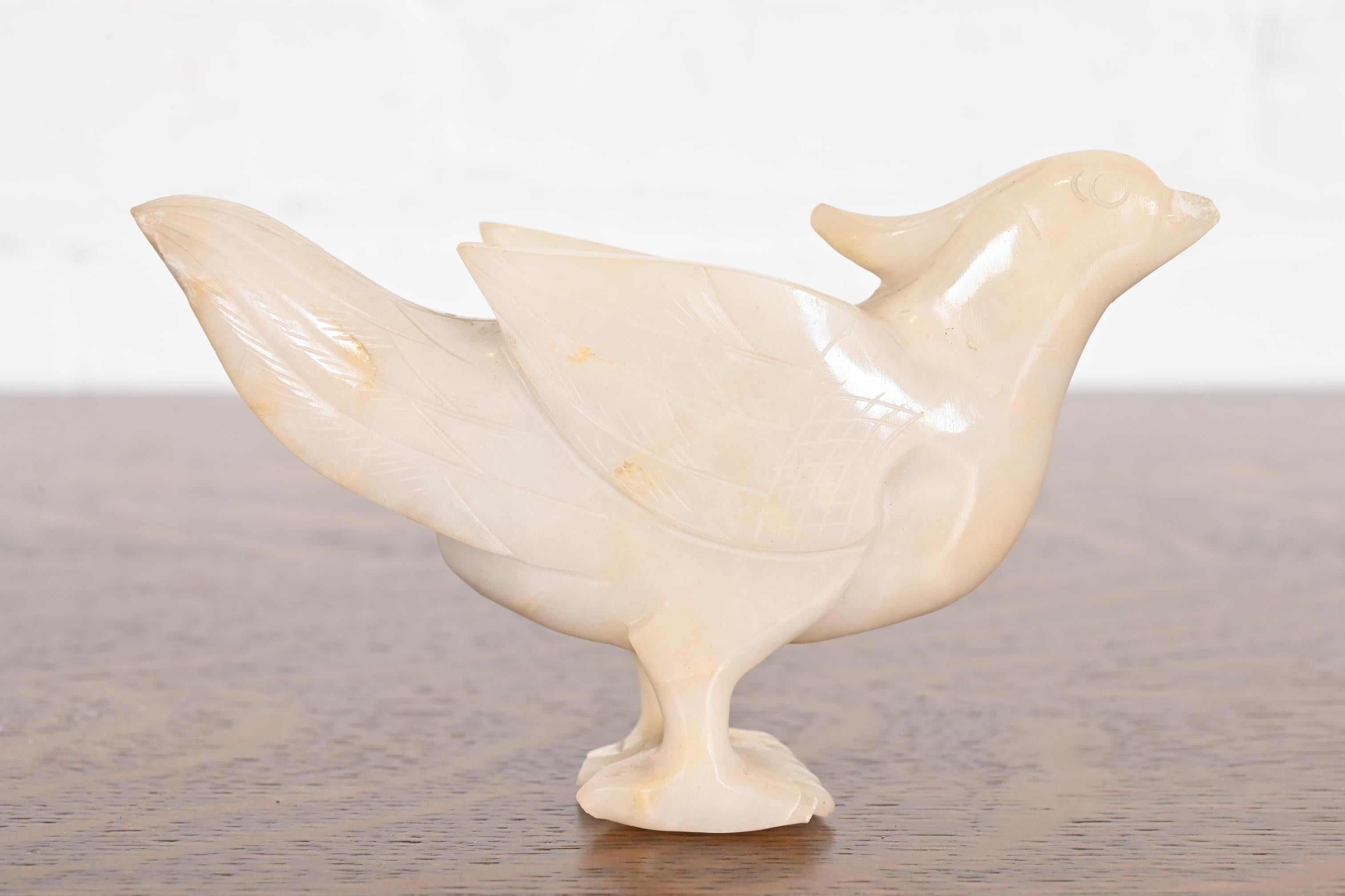 Antique Chinese Hand Carved White Jade Birds, Pair For Sale 3